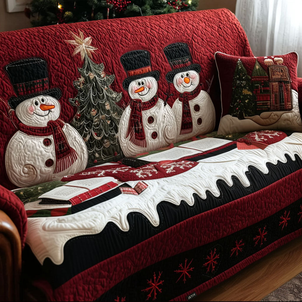 Christmas Eve Smiles Quilted Sofa Cover Winter Living Room Decor Great Book Themed Gifts