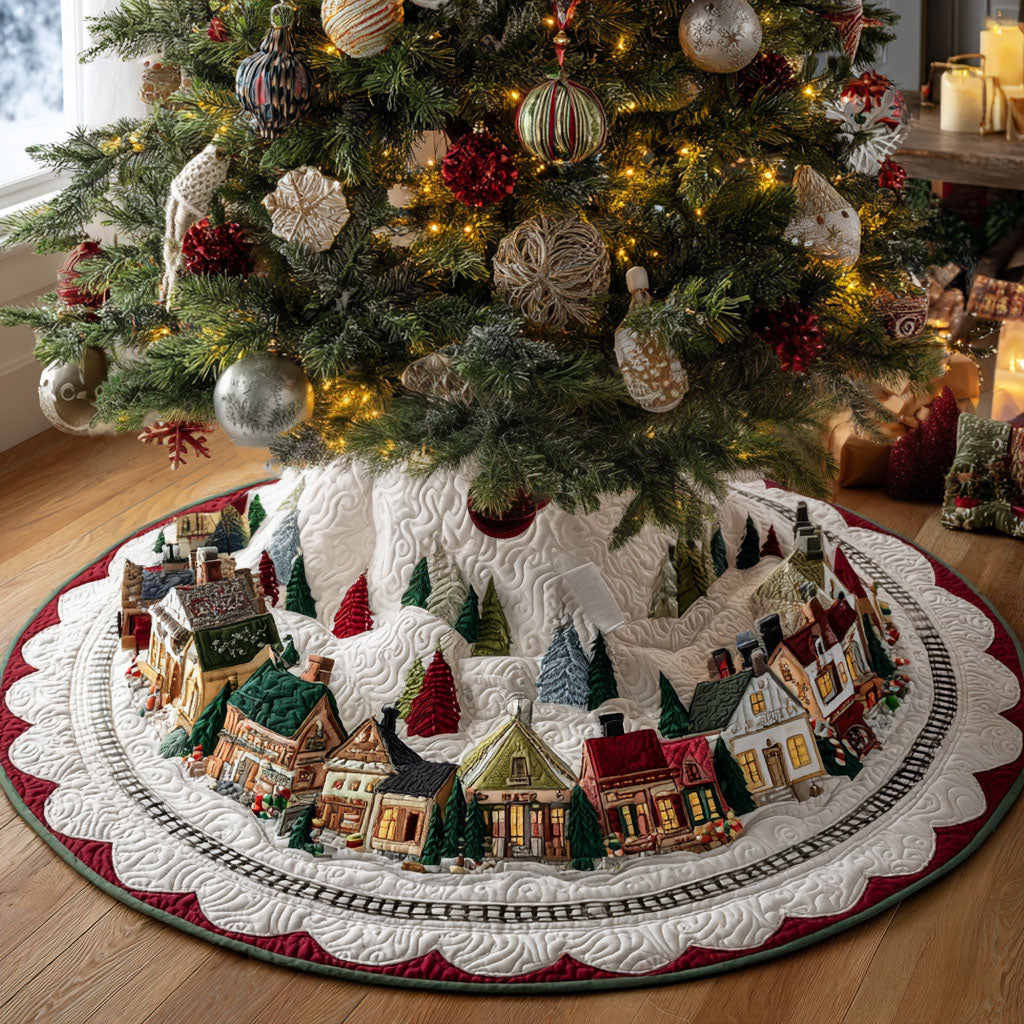 Christmas Eve Village Christmas Quilted Tree Skirt Xmas Home Decor Secret Santa Gift Ideas