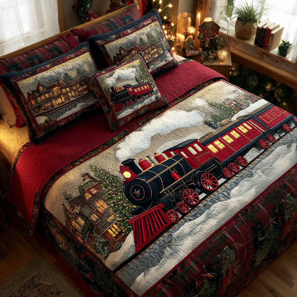 Christmas Express Quilted Bedding Set Holiday Duvet Covers Great Family Gifts For Christmas