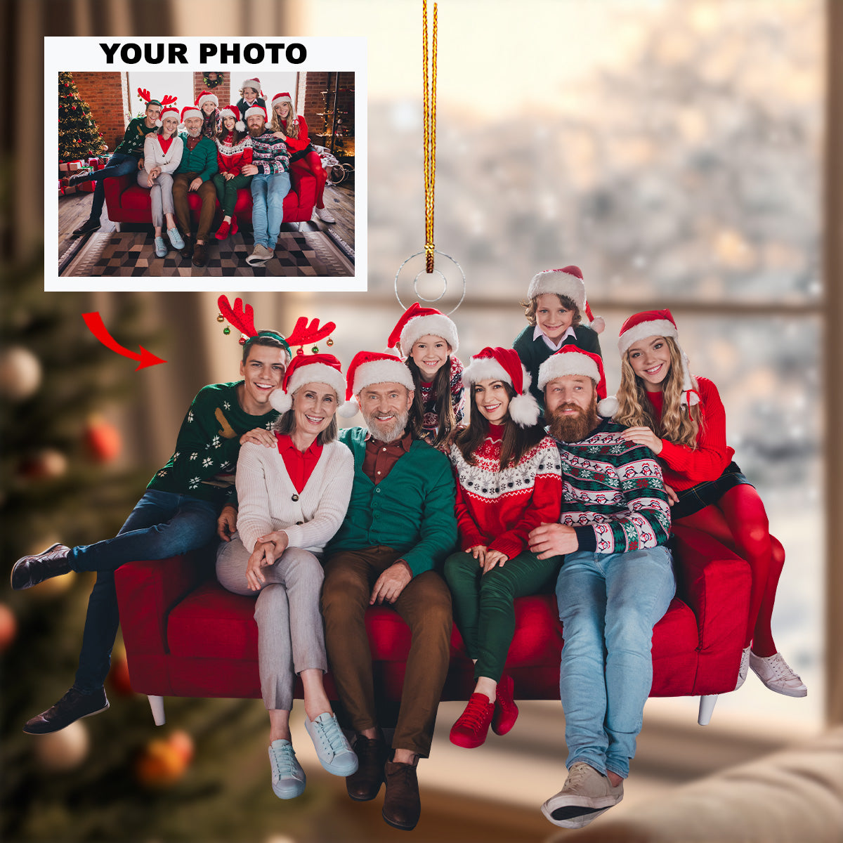 Christmas Family Personalized Photo Mica Ornament Christmas Gift For Family