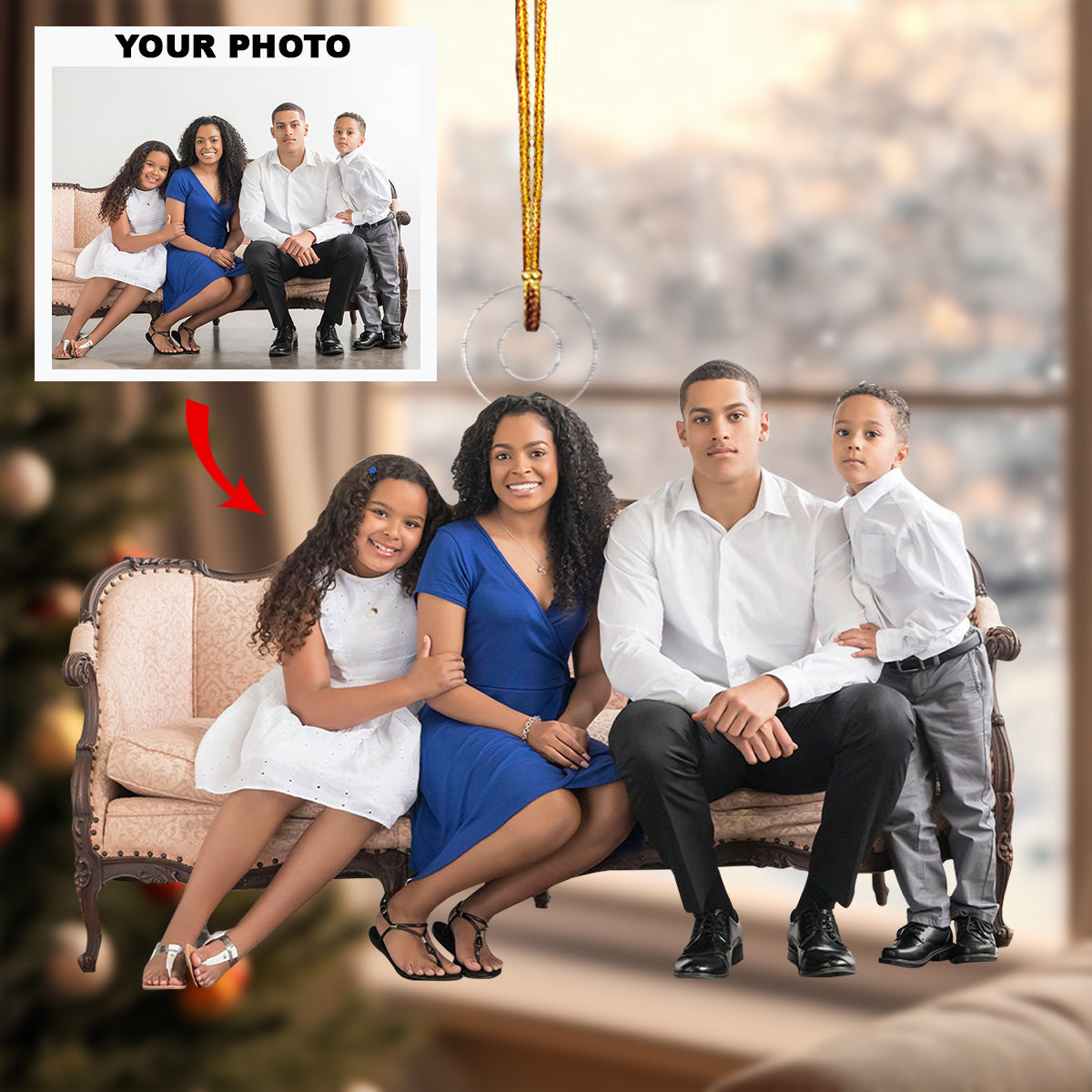 Christmas Family Personalized Photo Mica Ornament Christmas Gift For Family Members