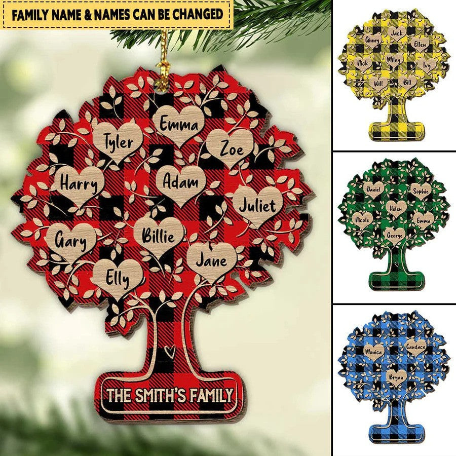 Christmas Family Tree of Life Personalized Wood Ornament for Family