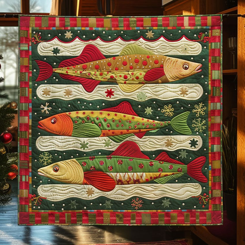 Christmas Fish Quilt Blanket Winter Blanket Gifts For Couples Who Have Everything