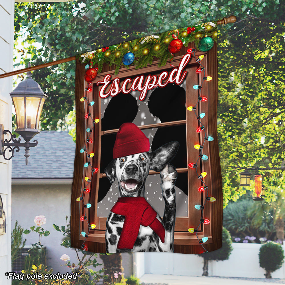 Christmas Flag Escaped Dalmatian