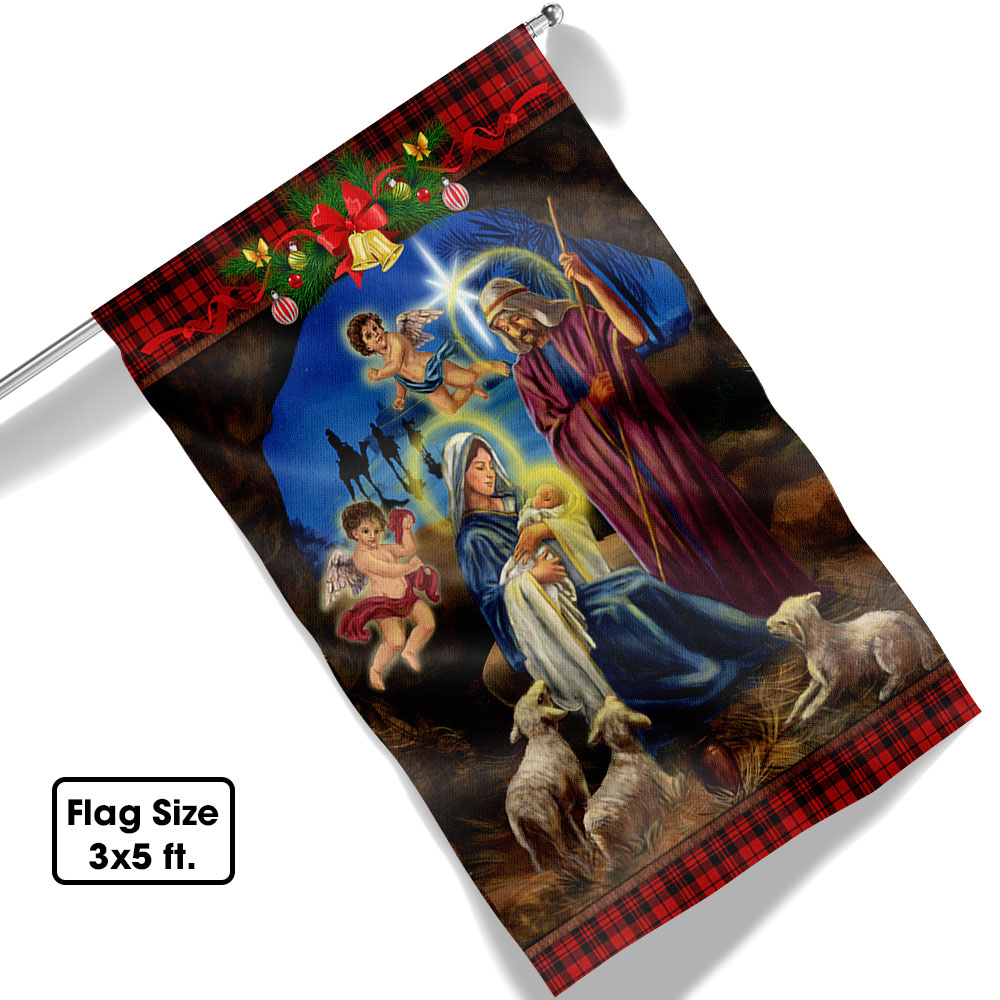 Christmas Flag Nativity Scene Oh Holy Night Jesus Was Born