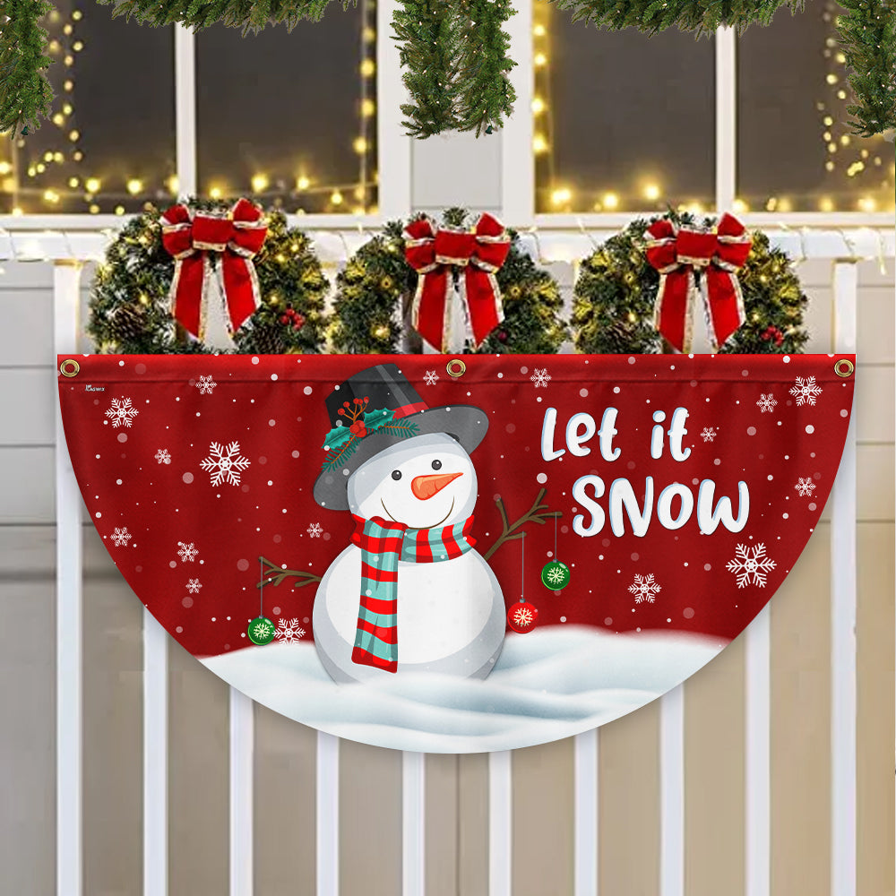 Christmas Flag Snowman Let It Snow Non Pleated Christmas Fan Flag