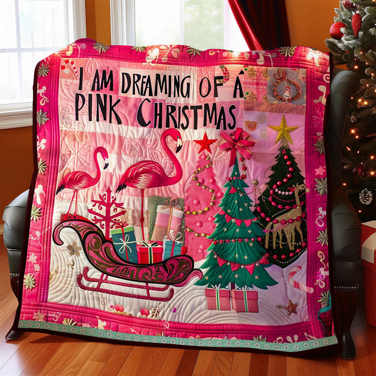 Christmas Flamingo Quilt Blanket Christmas Throws Meaningful Christmas Gifts