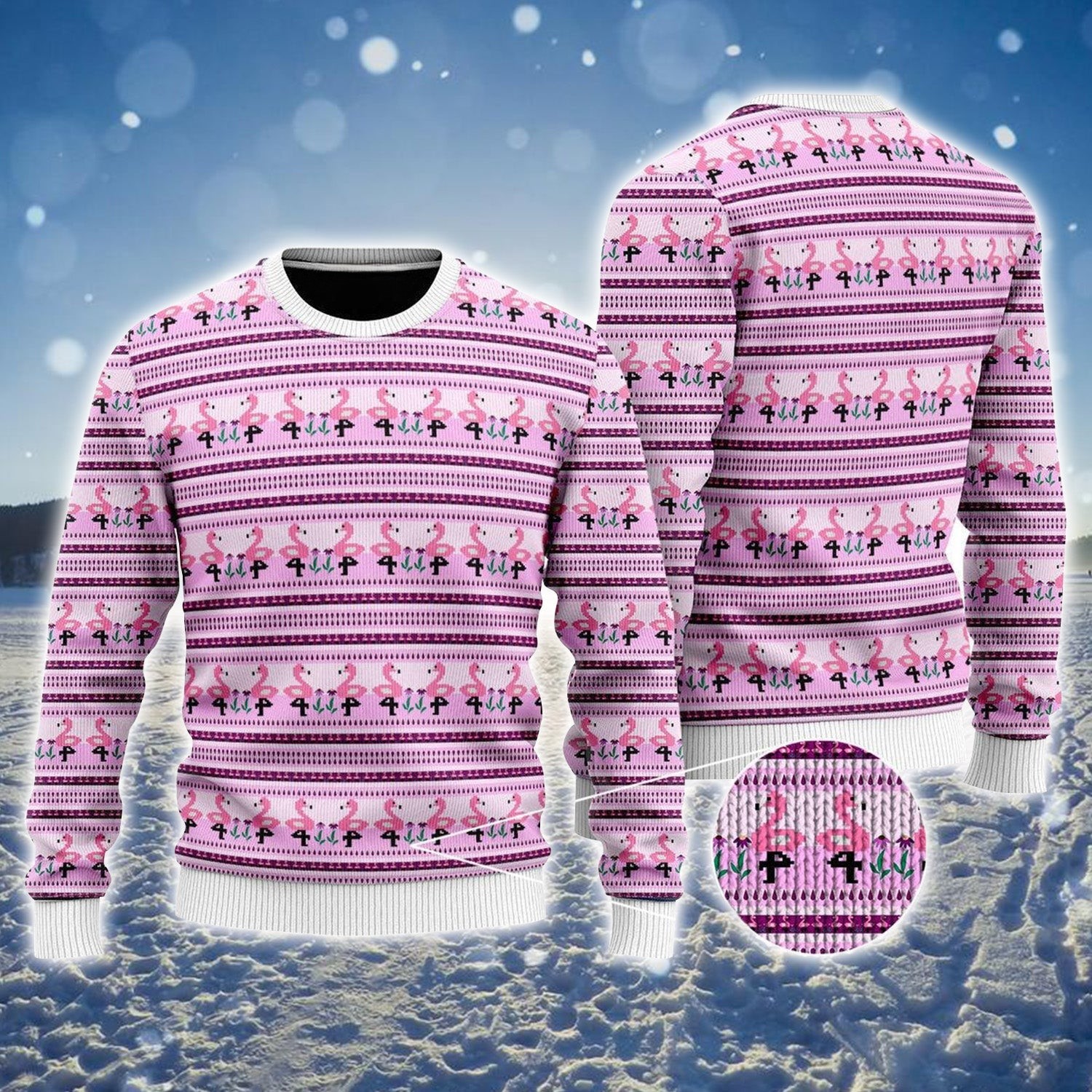 Christmas Flamingo Ugly Christmas Sweater Lovely Jumper Pink Flamingo Gifts For Girlfriend