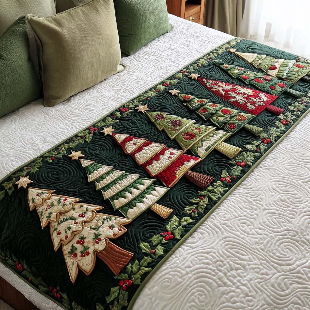 Christmas Forest Quilted Bed Runner Xmas Room Decorations Christmas Gift Ideas 2025