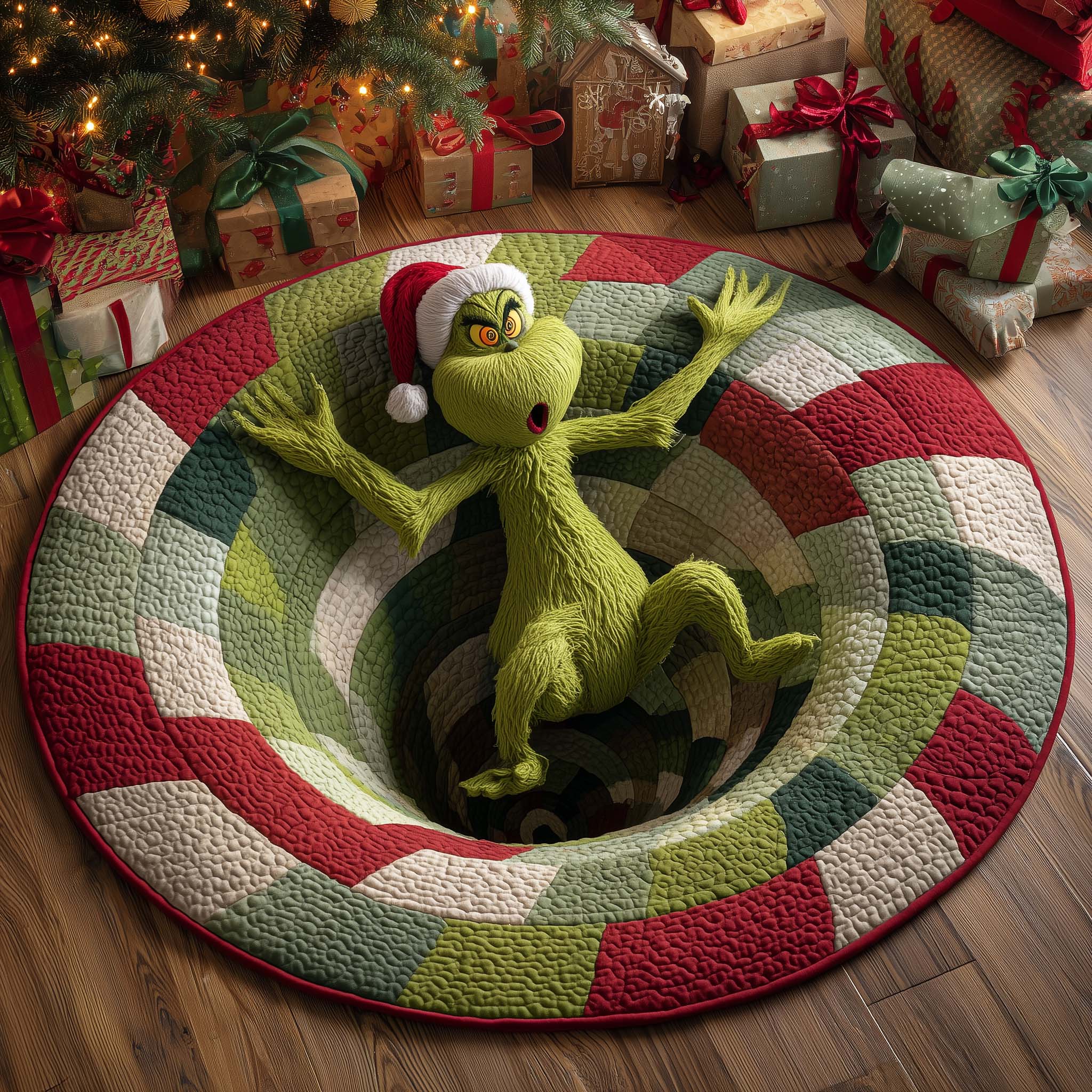 Christmas Friend In Trouble Quilted Round Mat Handcrafted Quilted Round Mat for Special Touch