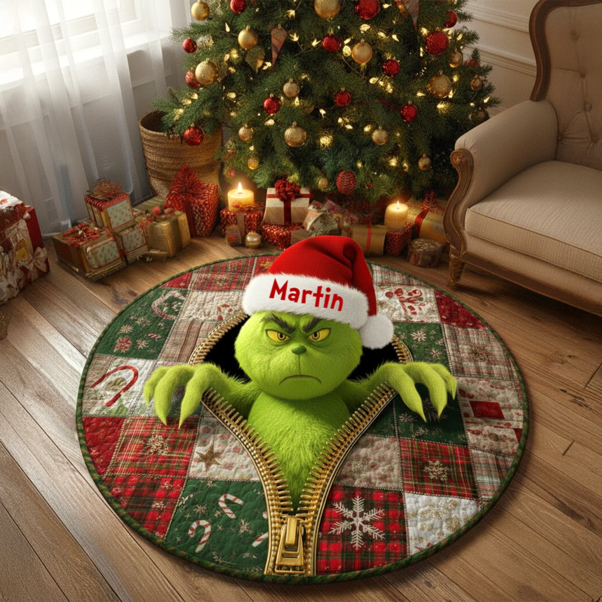 Christmas Fun Quilted Round Mat Personalized Gifts - Silly Christmas Gifts For Coworkers