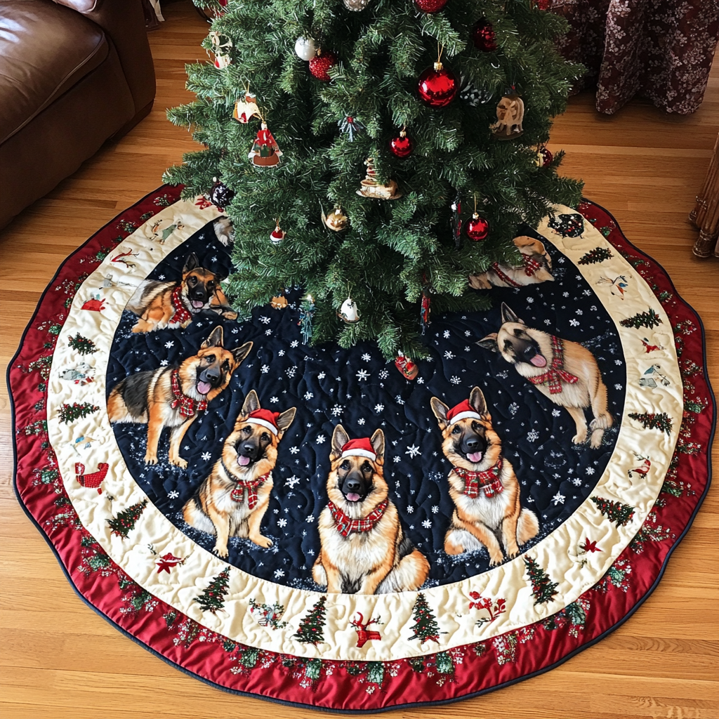Christmas German Shepherd Christmas Quilted Tree Skirt Christmas Tree Decorations Things To Get Your Mom For Christmas