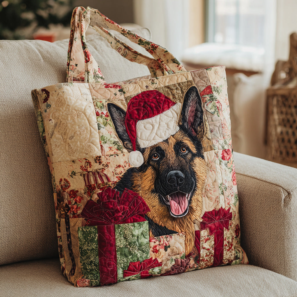 Christmas German Shepherd Quilted Tote Bag Gift Ideas For Dog Lovers