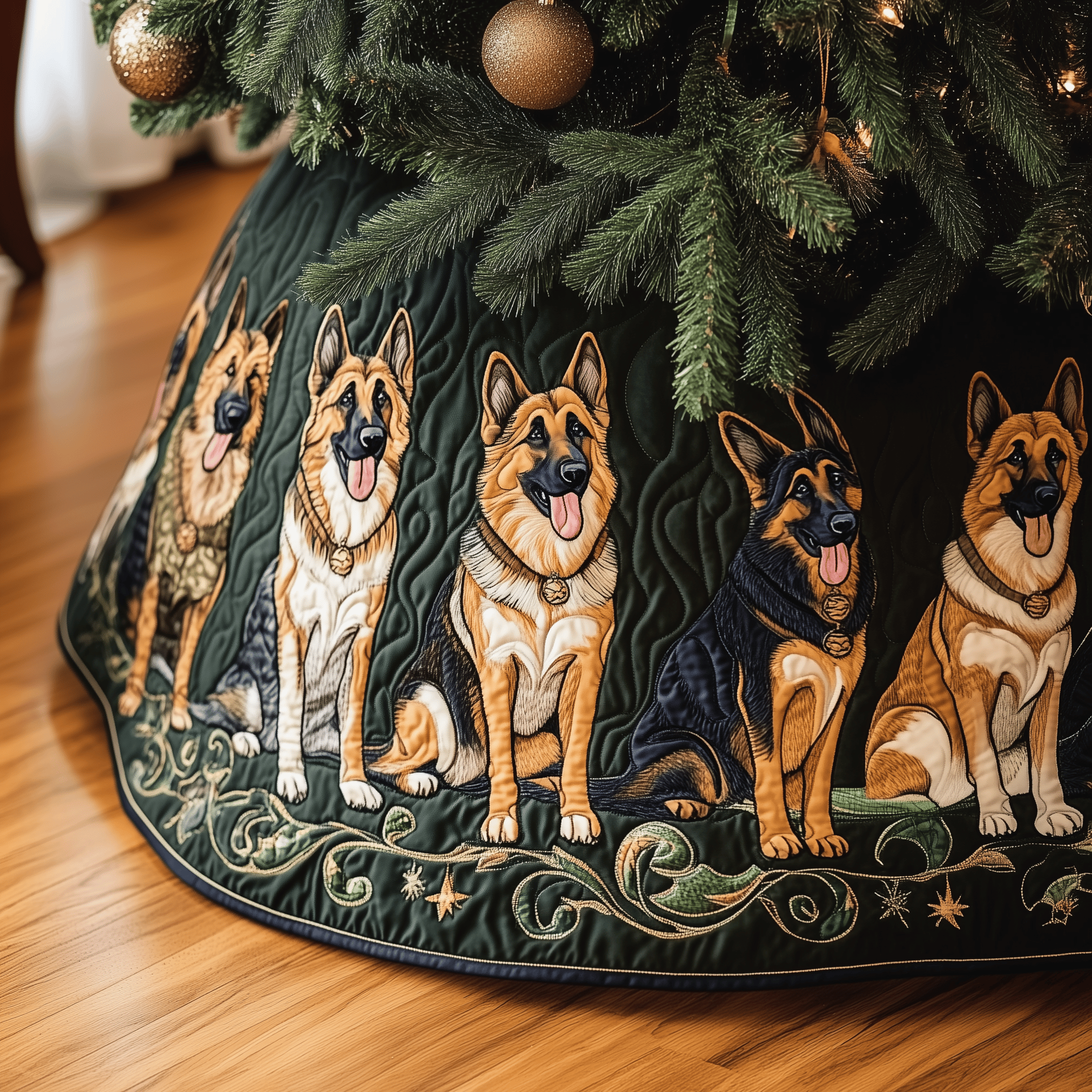 Christmas German Shepherd Quilted Tree Skirt Velvet Tree Skirt Things To Get Nana For Christmas