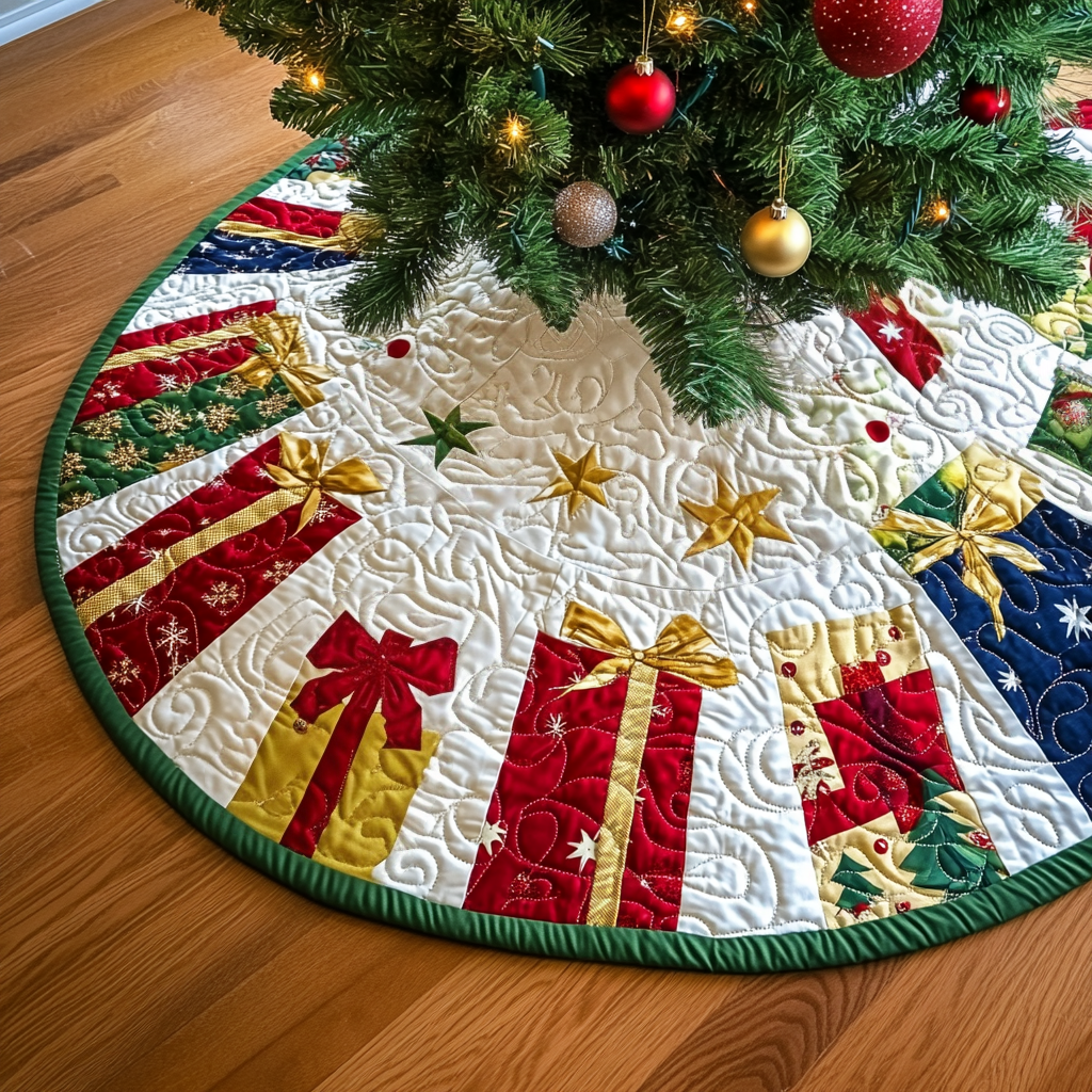 Christmas Gift Quilted Christmas Tree Skirt Winter Holiday Decor Holiday Living Room Decor