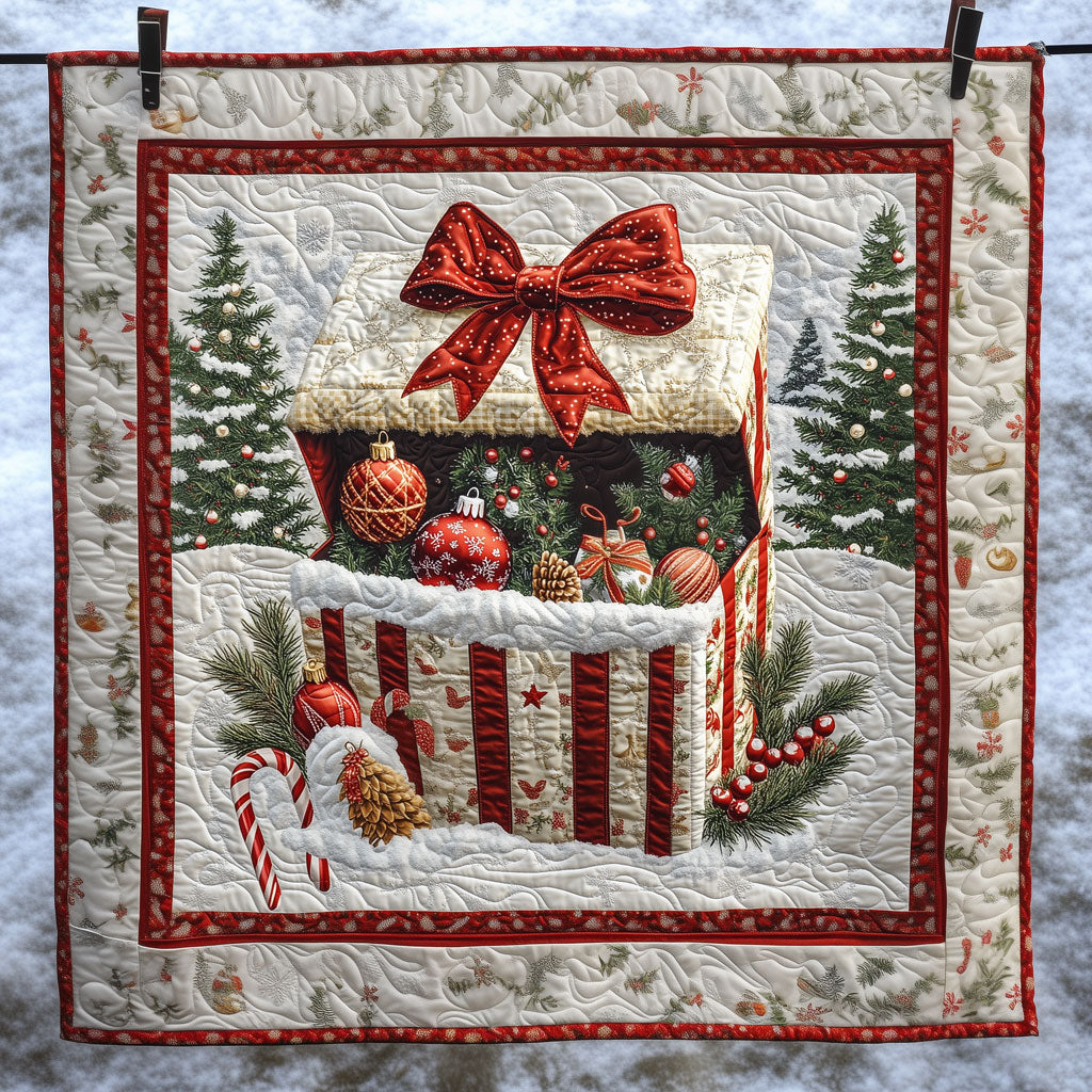Christmas Giftbox Quilt Premium Quilt Blanket for Family and Guests