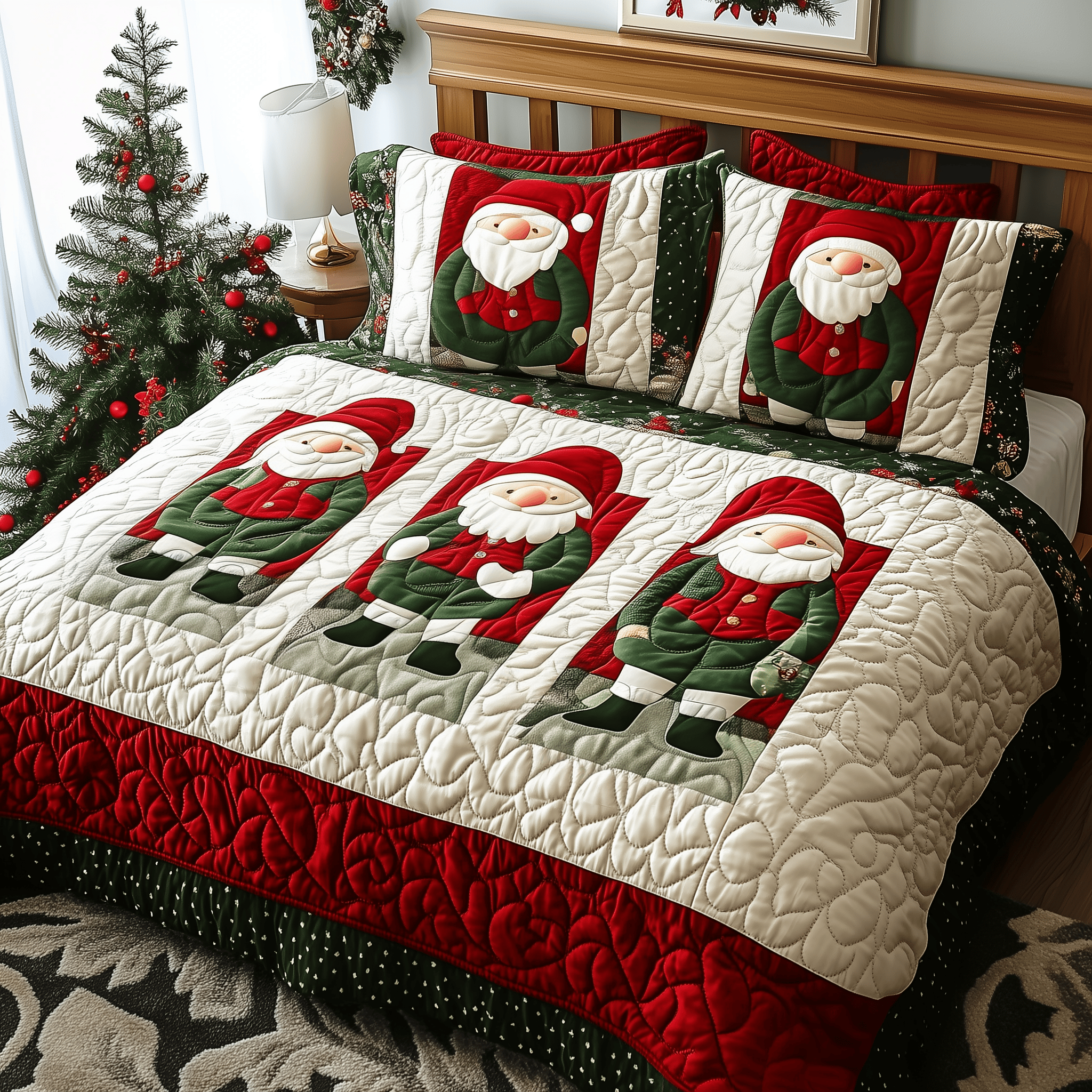 Christmas Gnome Quilted Bedding Set Christmas Bedding Set Christmas Gifts For Couples