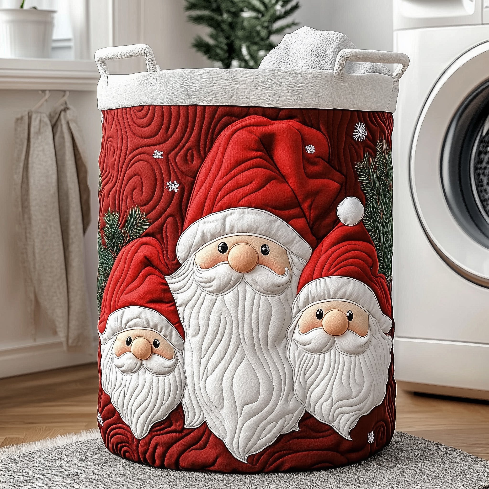 Christmas Gnome Quilted Laundry Basket Christmas Merch Gift