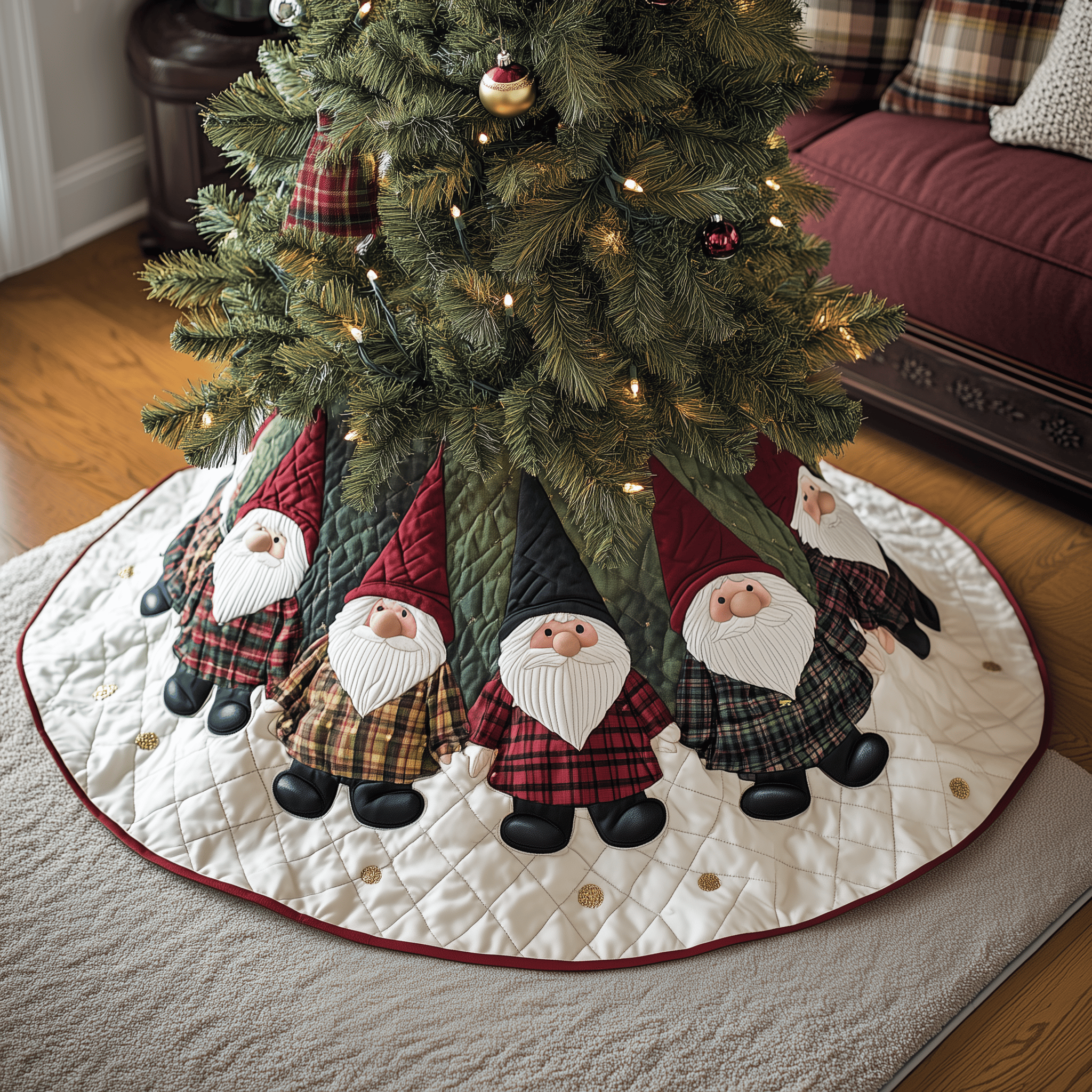 Christmas Gnome Quilted Tree Skirt Christmas Tree Decorations Xmas Presents For Daughter