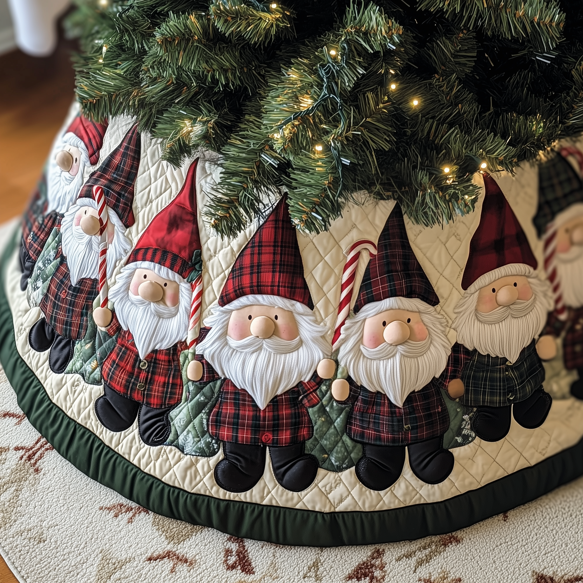 Christmas Gnome Quilted Tree Skirt Holiday Tree Skirt Must-Have