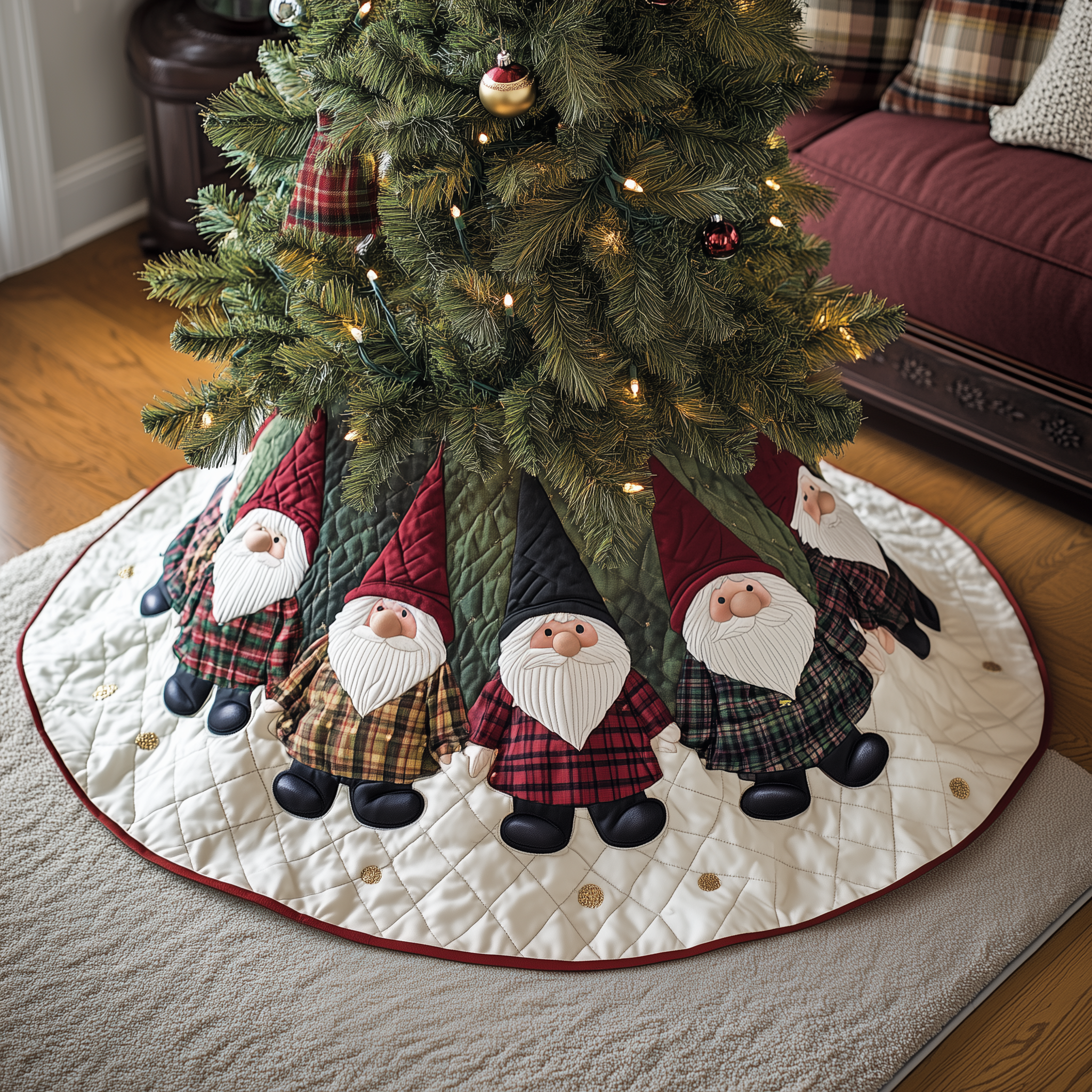 Christmas Gnome Quilted Tree Skirt Perfect Home For Christmas Tree Merch
