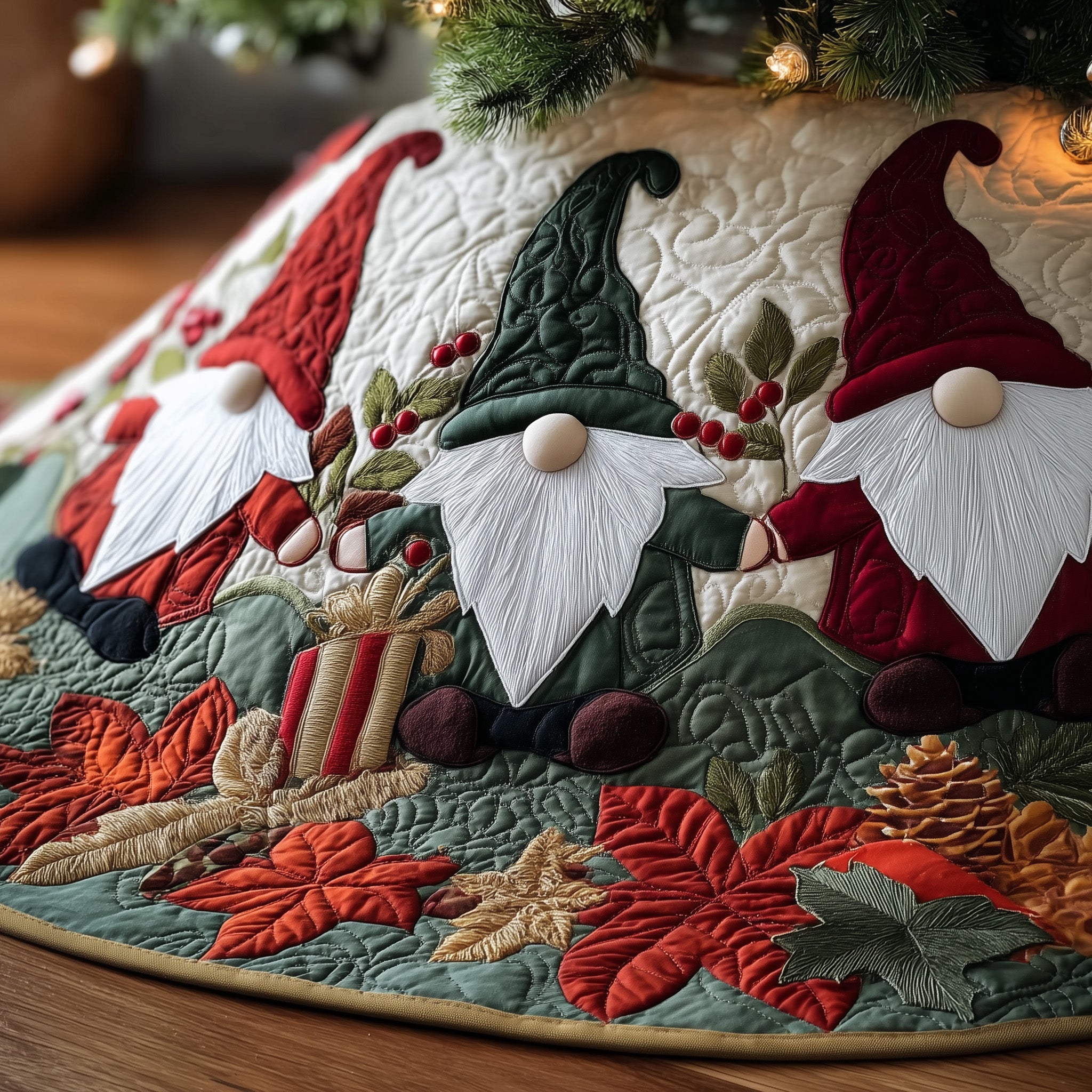Christmas Gnome Quilted Tree Skirt Perfect Tree Skirt Decoration Merch