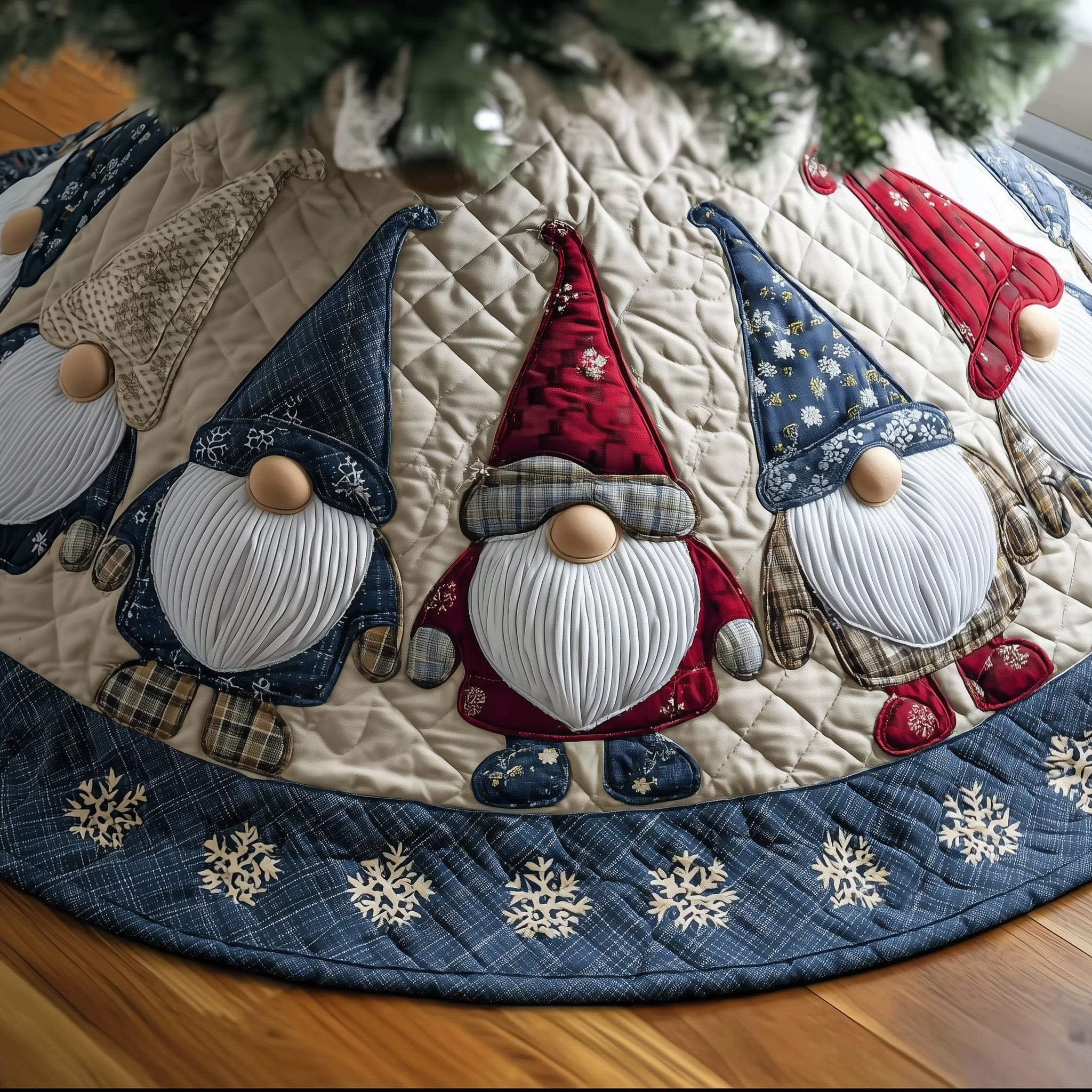 Christmas Gnome Quilted Tree Skirt Xmas Tree Decor Christmas Gifts For Gnome Lovers