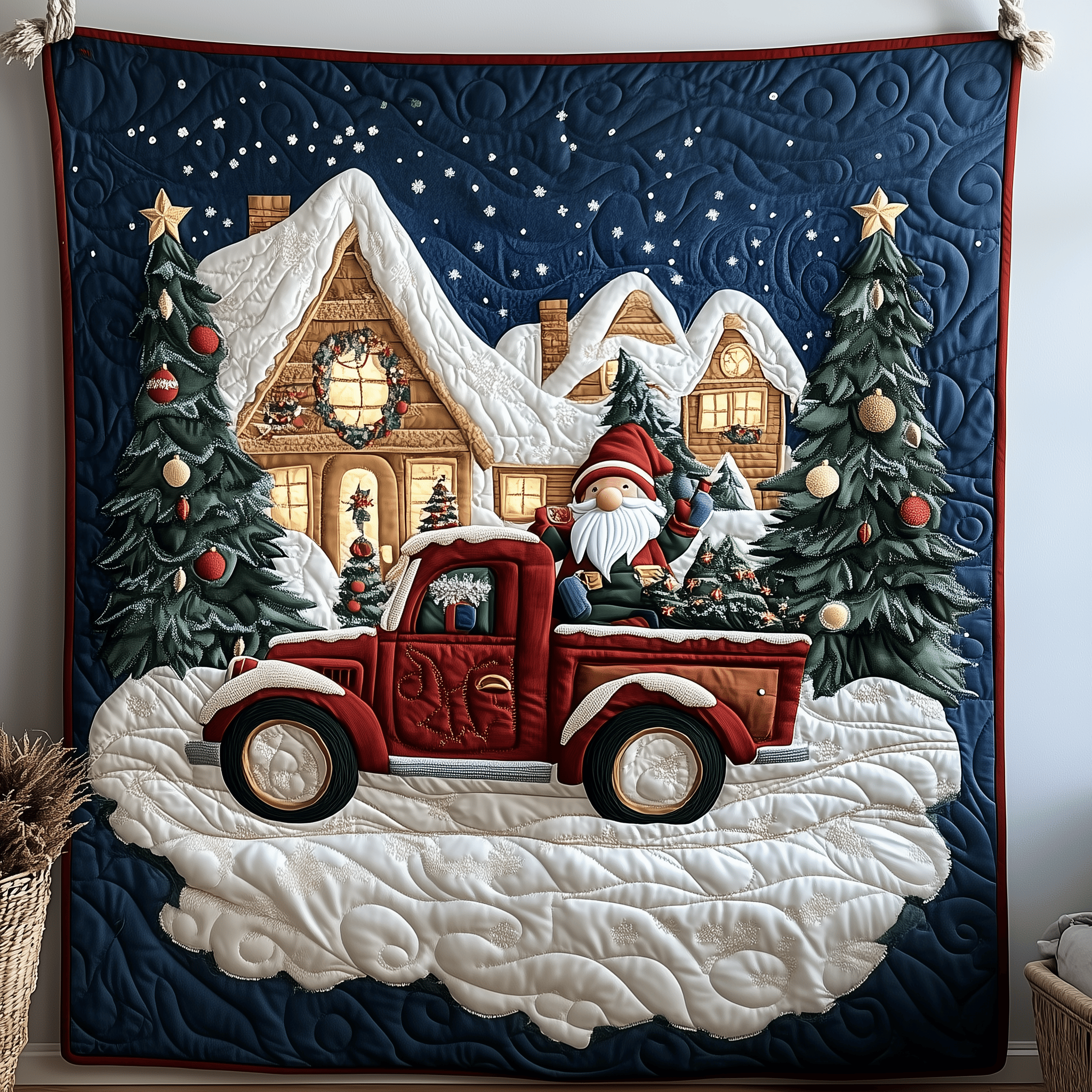 Christmas Gnomes Quilted Blanket Christmas Throws Meaningful Gift for Gnome Lovers
