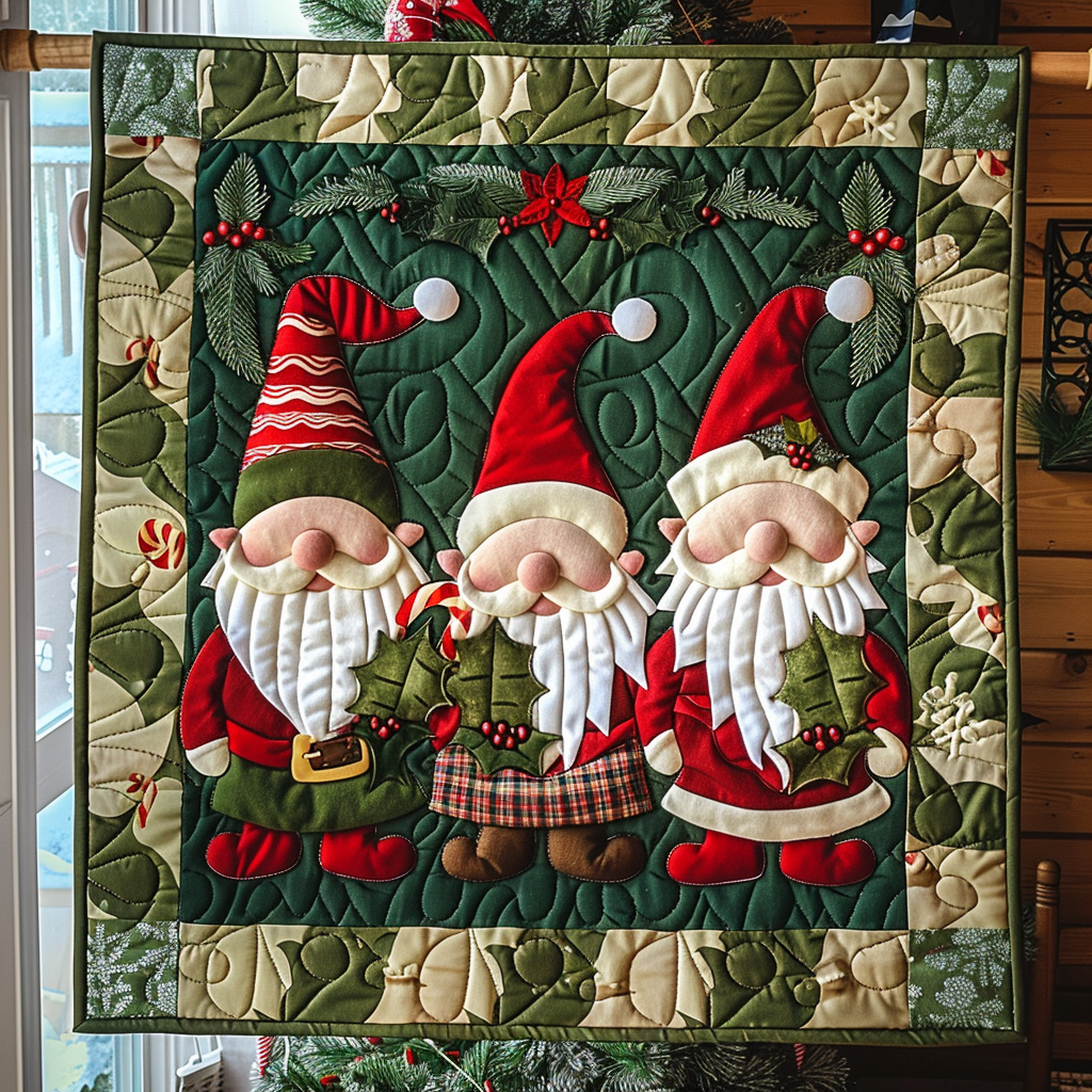 Christmas Gnomes Quilted Blanket Secret Santa Gift Ideas