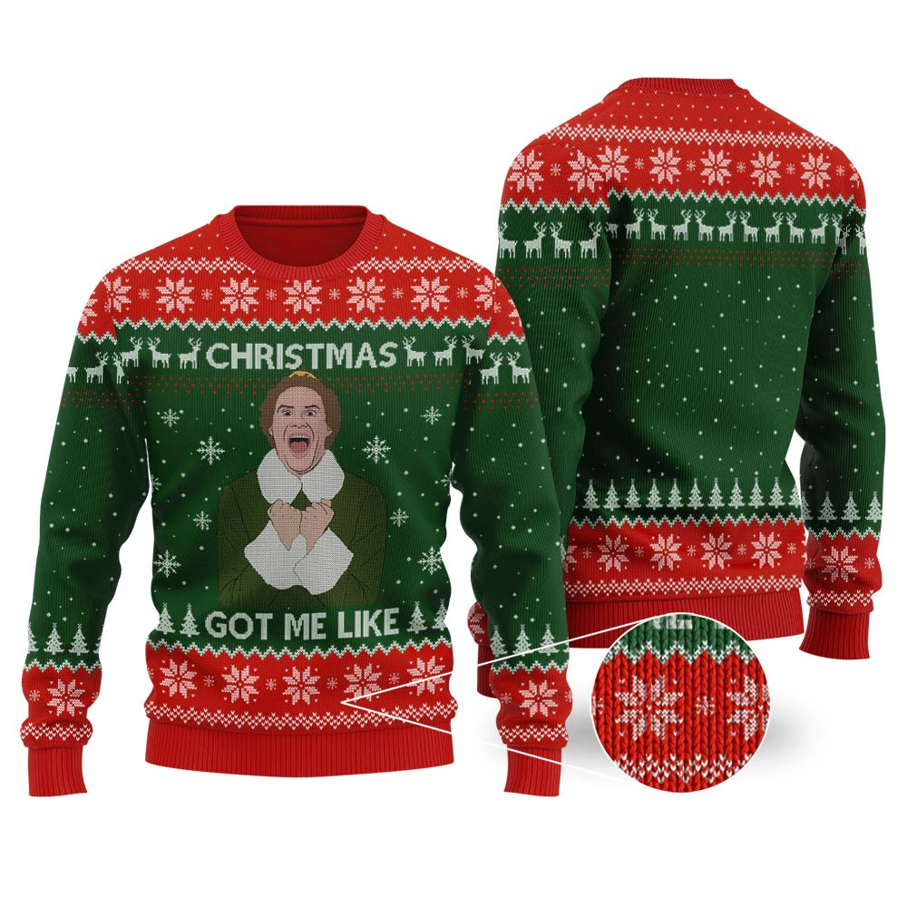 Christmas Got Me Like Elf Ugly Christmas Sweater Holiday Merch That Makes a Perfect Christmas Gift