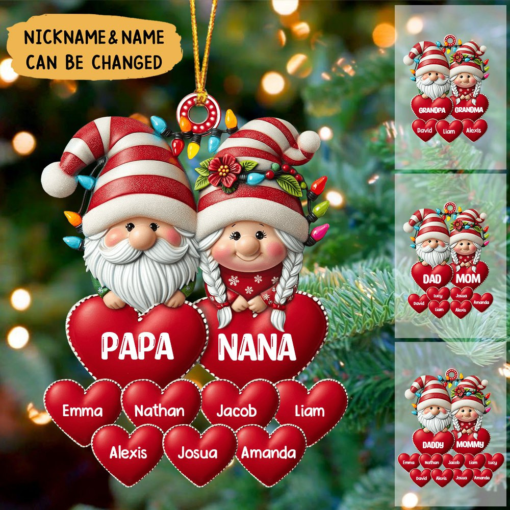 Christmas Grandma & Grandpa Mom & Dad With Heart Kids Personalized Ornament Grandma And Grandpa Ornament 2024