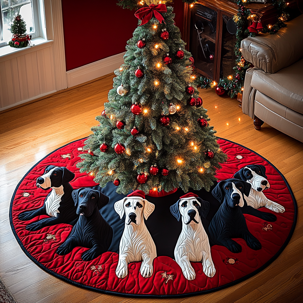 Christmas Great Dane Christmas Quilted Tree Skirt Winter Holiday Decor Holiday Living Room Decor