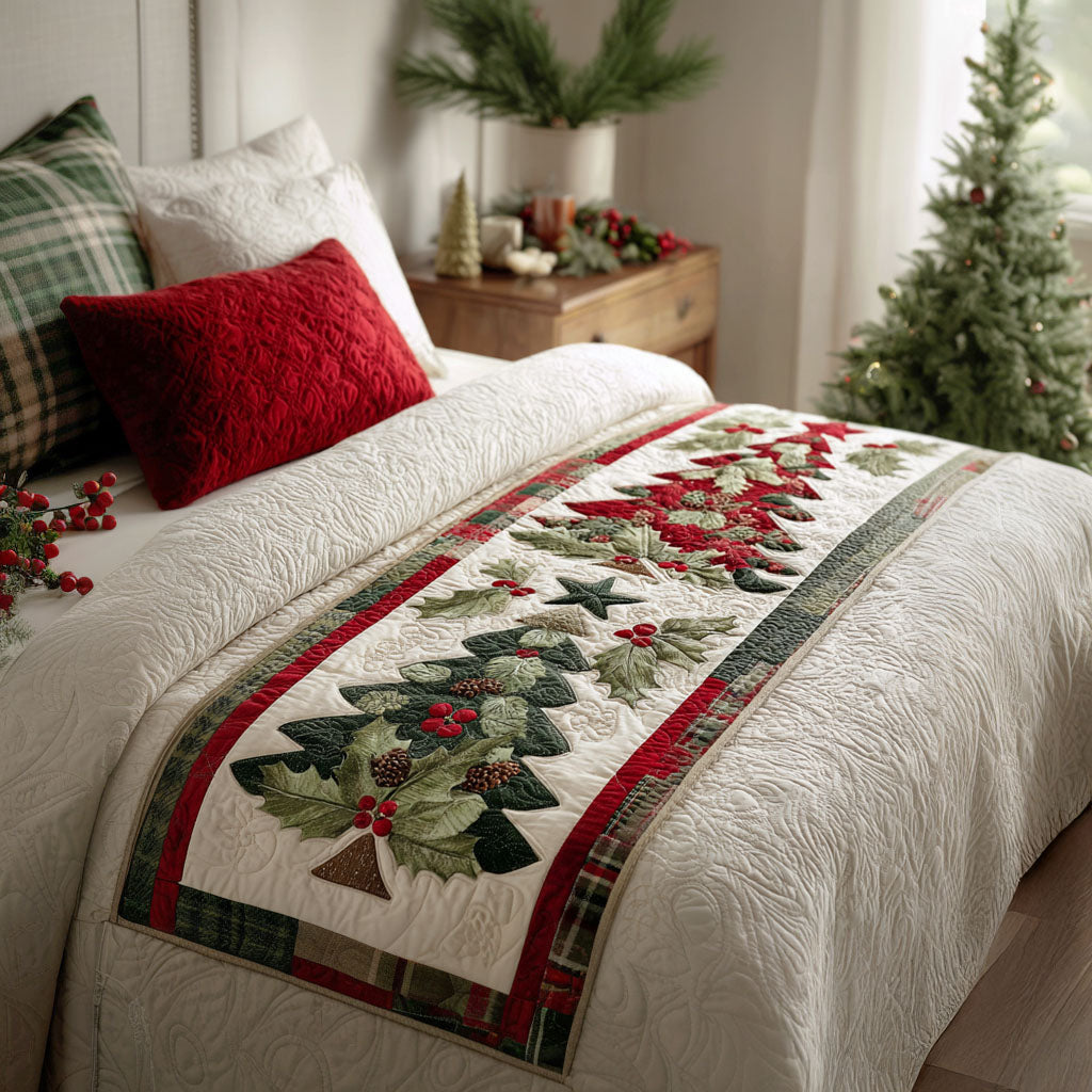 Christmas Grove Quilted Bed Runner Xmas Room Decorations Holiday Gift Ideas