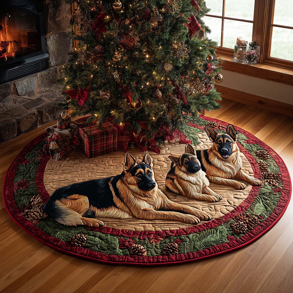 Christmas Guardian Quilted Christmas Tree Skirt Holiday Decor German Shepherd Gifts Dog Lovers