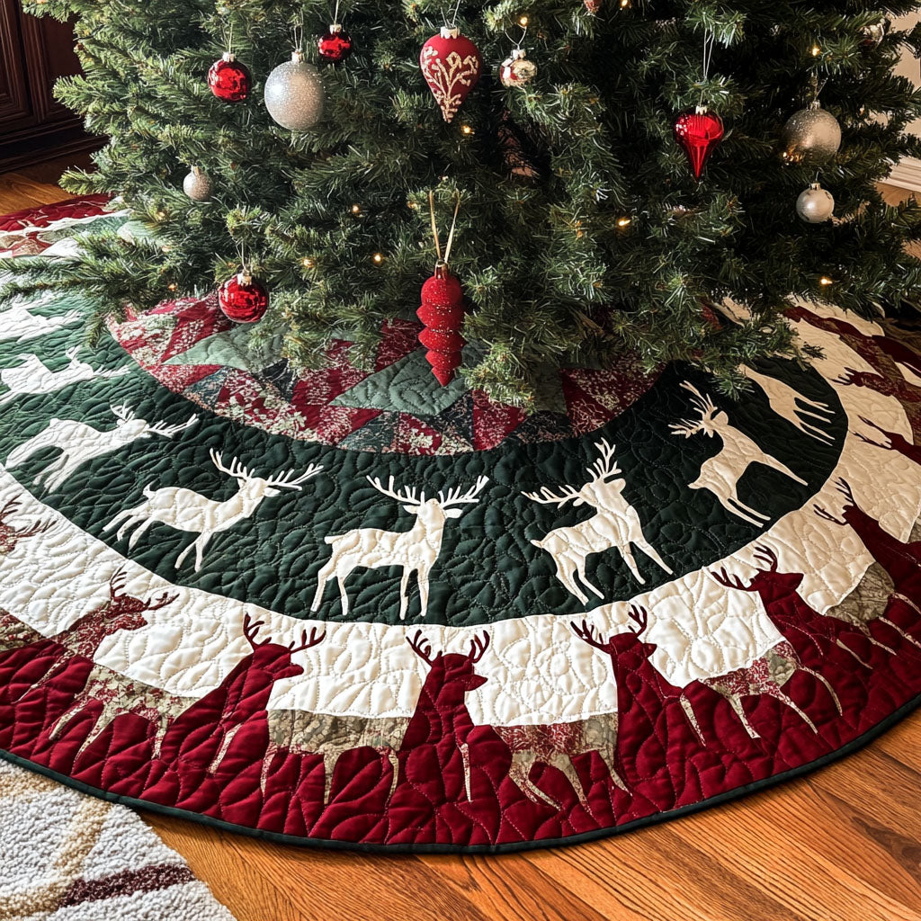 Christmas Haven Quilted Christmas Tree Skirt Holiday Living Room Decor