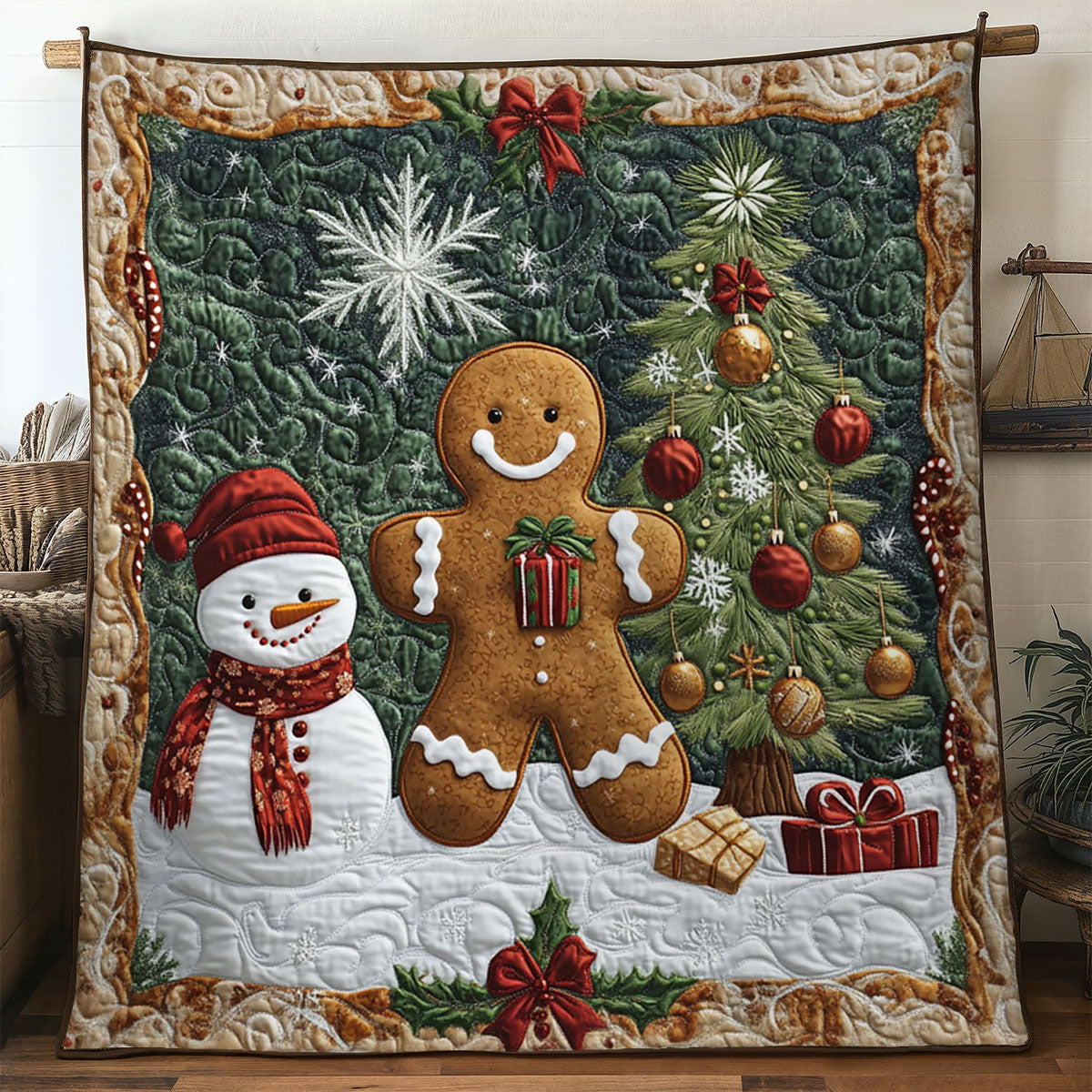 Christmas Heart Gingerbread Quilt Blanket Throw Blankets Best Christmas Gift Ideas