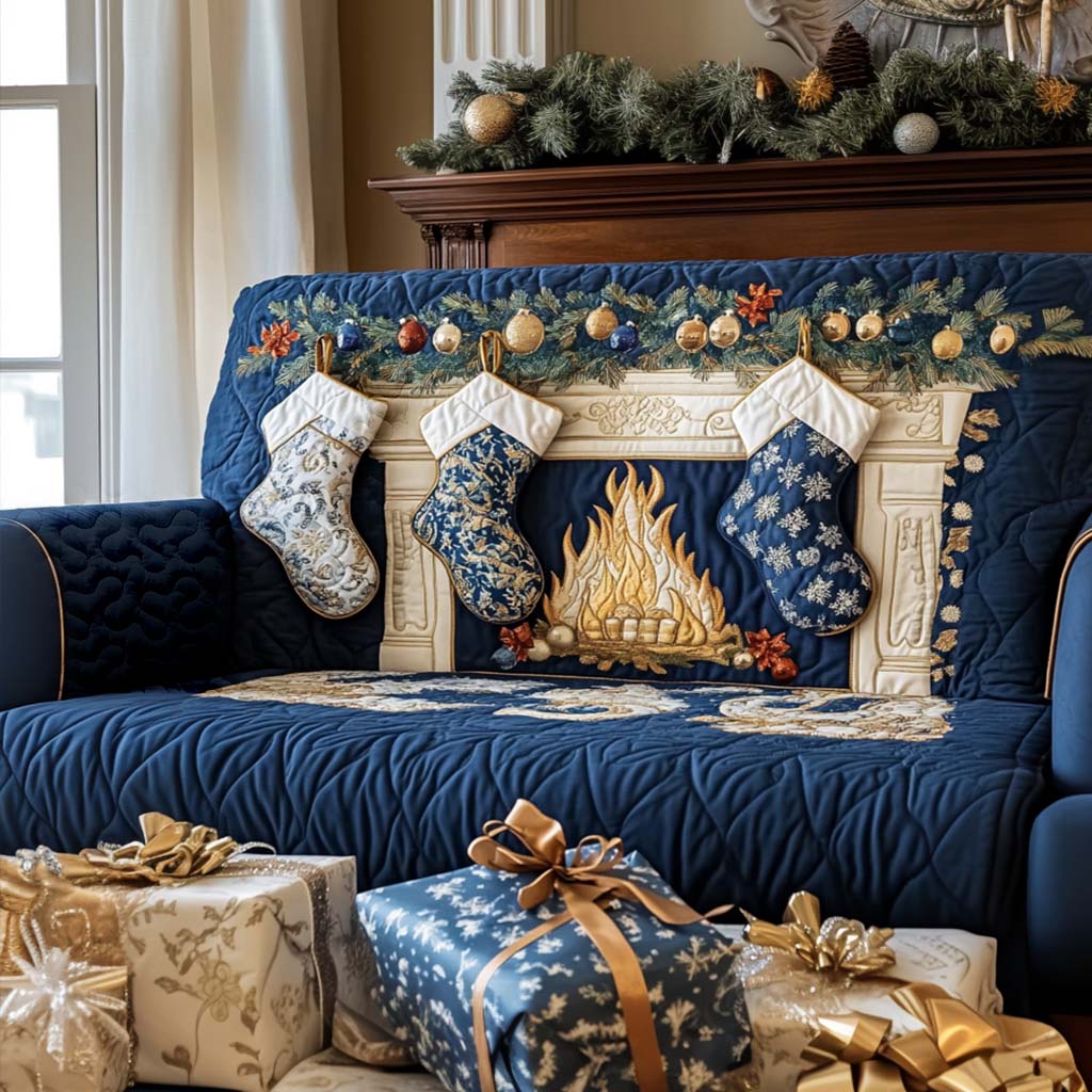 Christmas Hearth Quilted Sofa Cover Santa Sofa Cover Gift Ideas For Mom