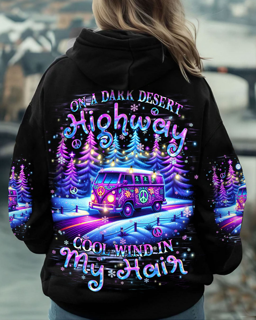 Christmas Hippie Bus Cool Wind In My Hair Hoodie Hippie Merchandise Xmas Holiday Gifts
