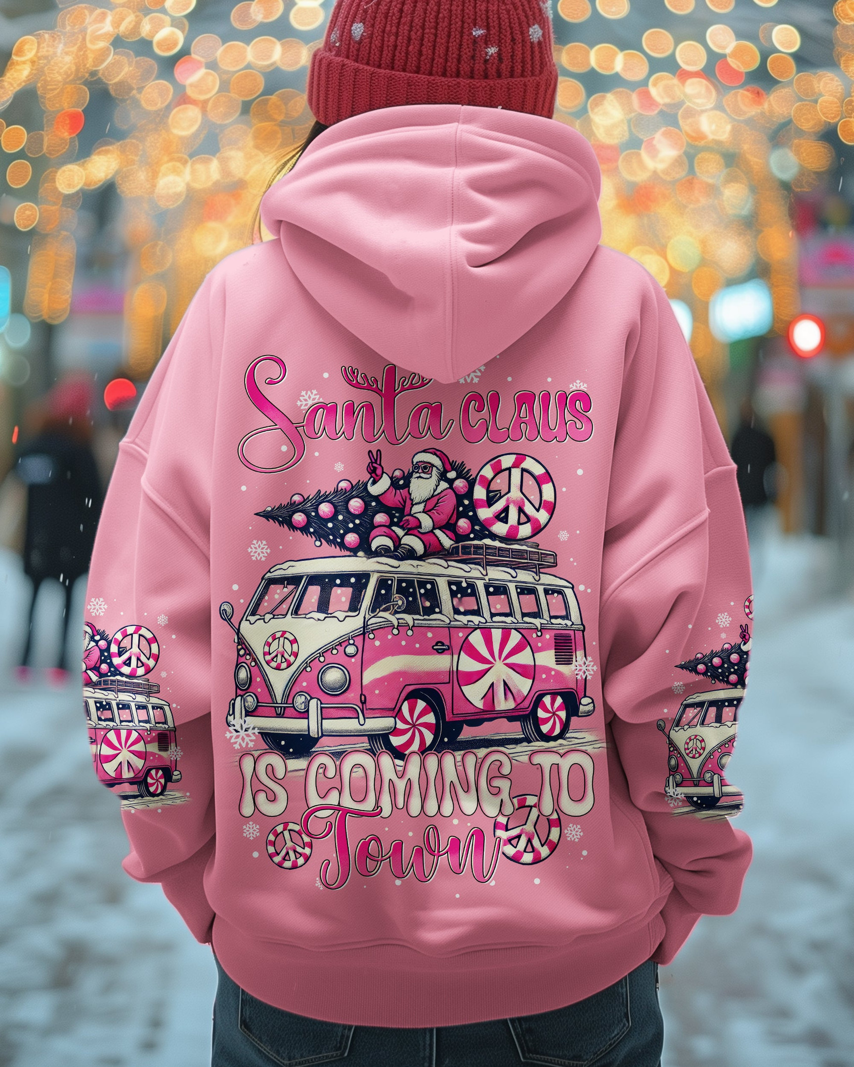 Christmas Hippie Bus Hoodie Santa Claus Is Coming Cute Stuff For Christmas