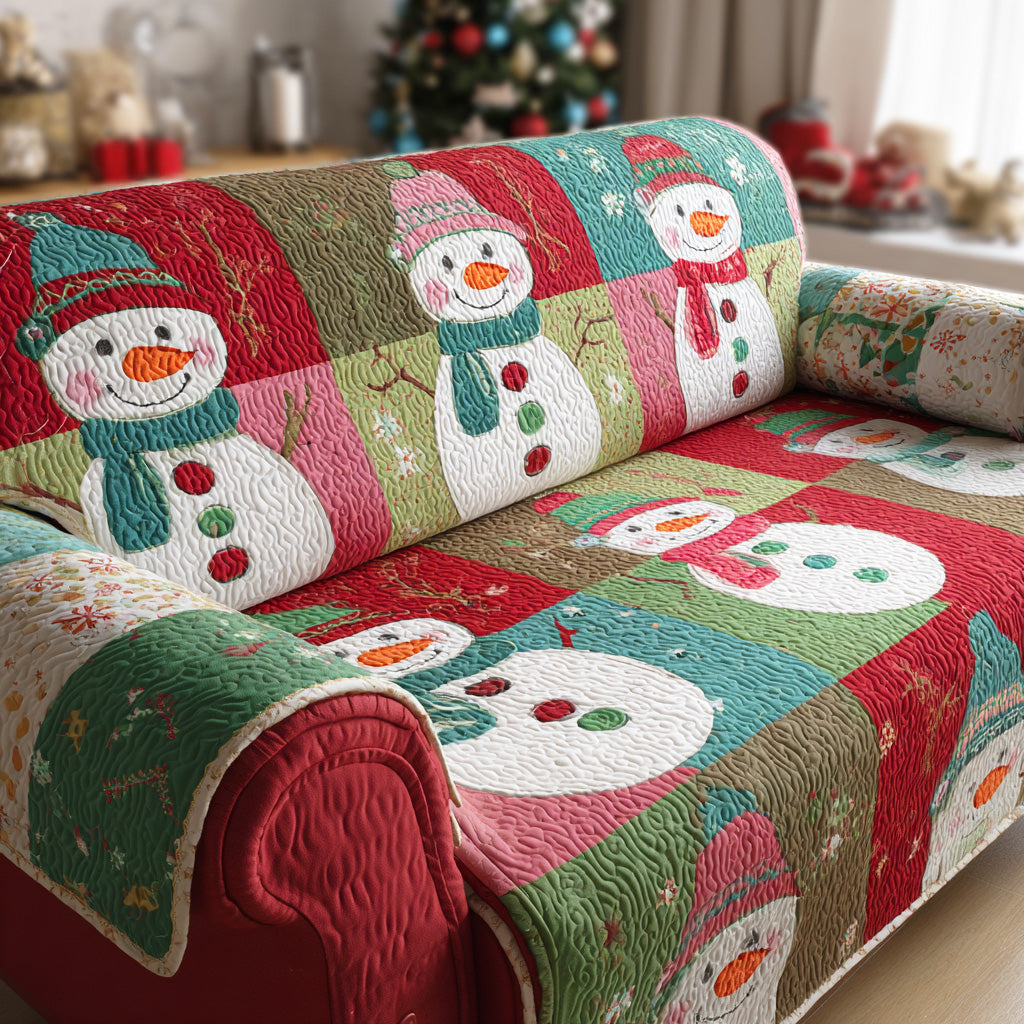 Christmas Home Glow Quilted Sofa Cover Holiday Living Decorations Unique Gifts For Family