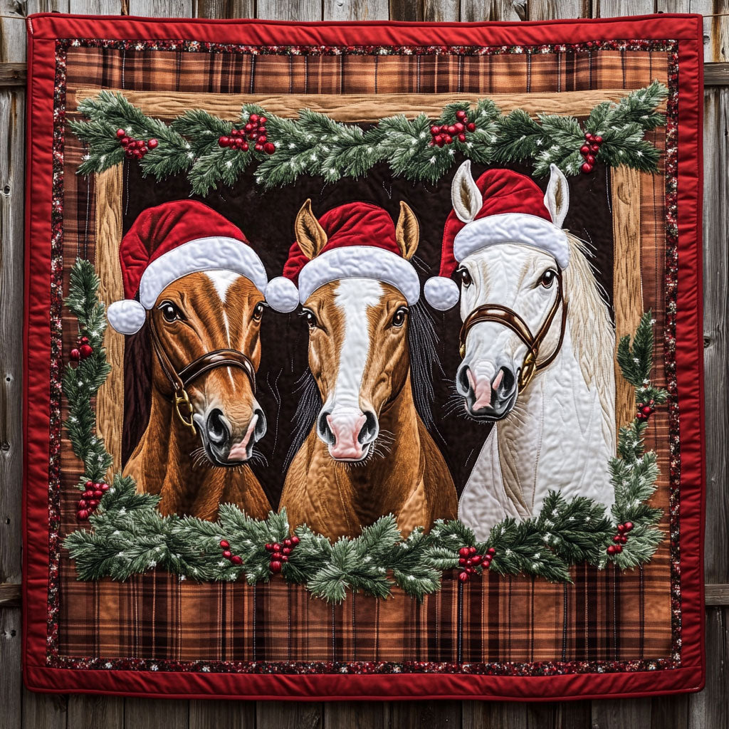 Christmas Horse Dreamland Quilt Beautiful Quilt Blanket Gift for Home Decoration