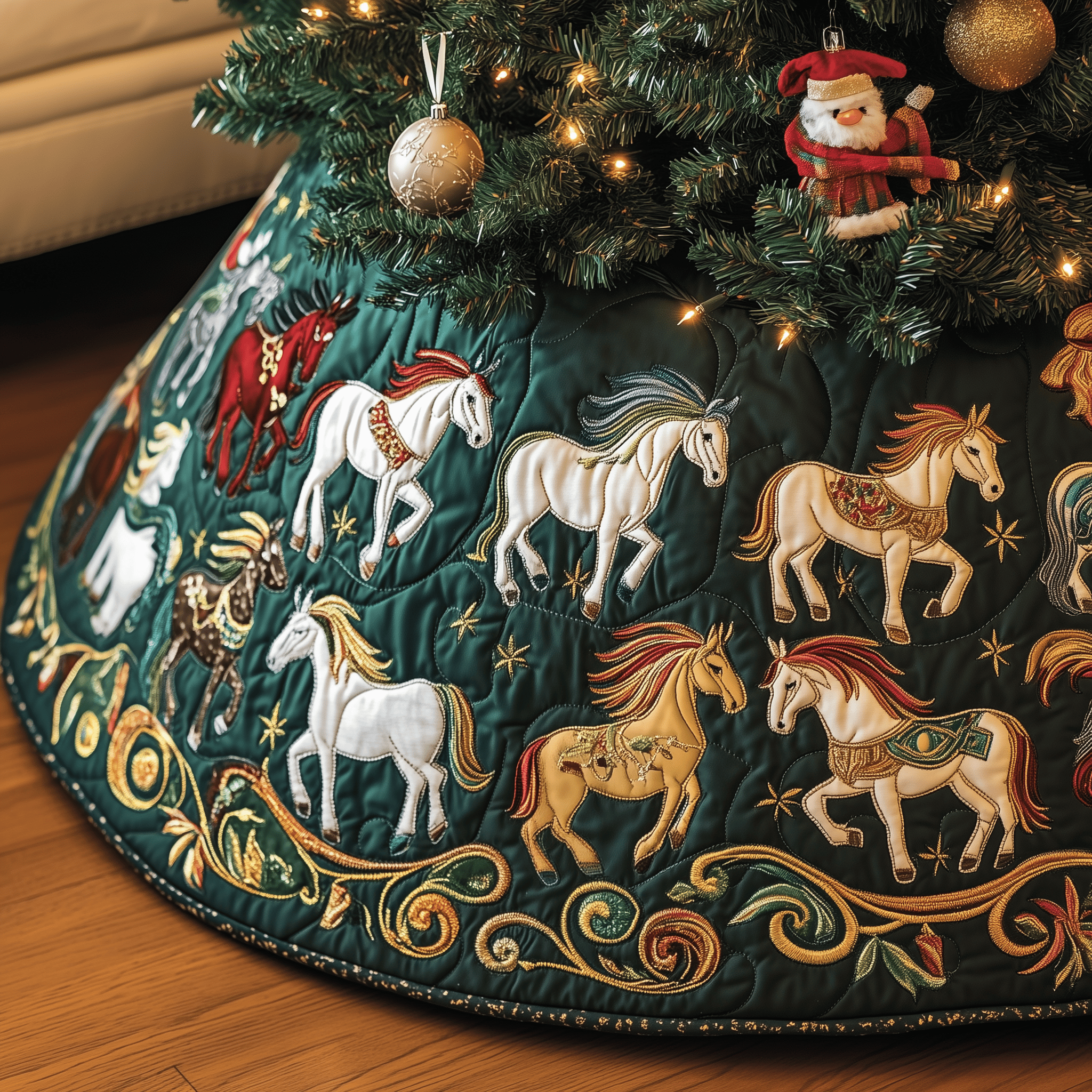 Christmas Horse Quilted Tree Skirt Christmas Tree Skirt Best Christmas Gifts For Wife