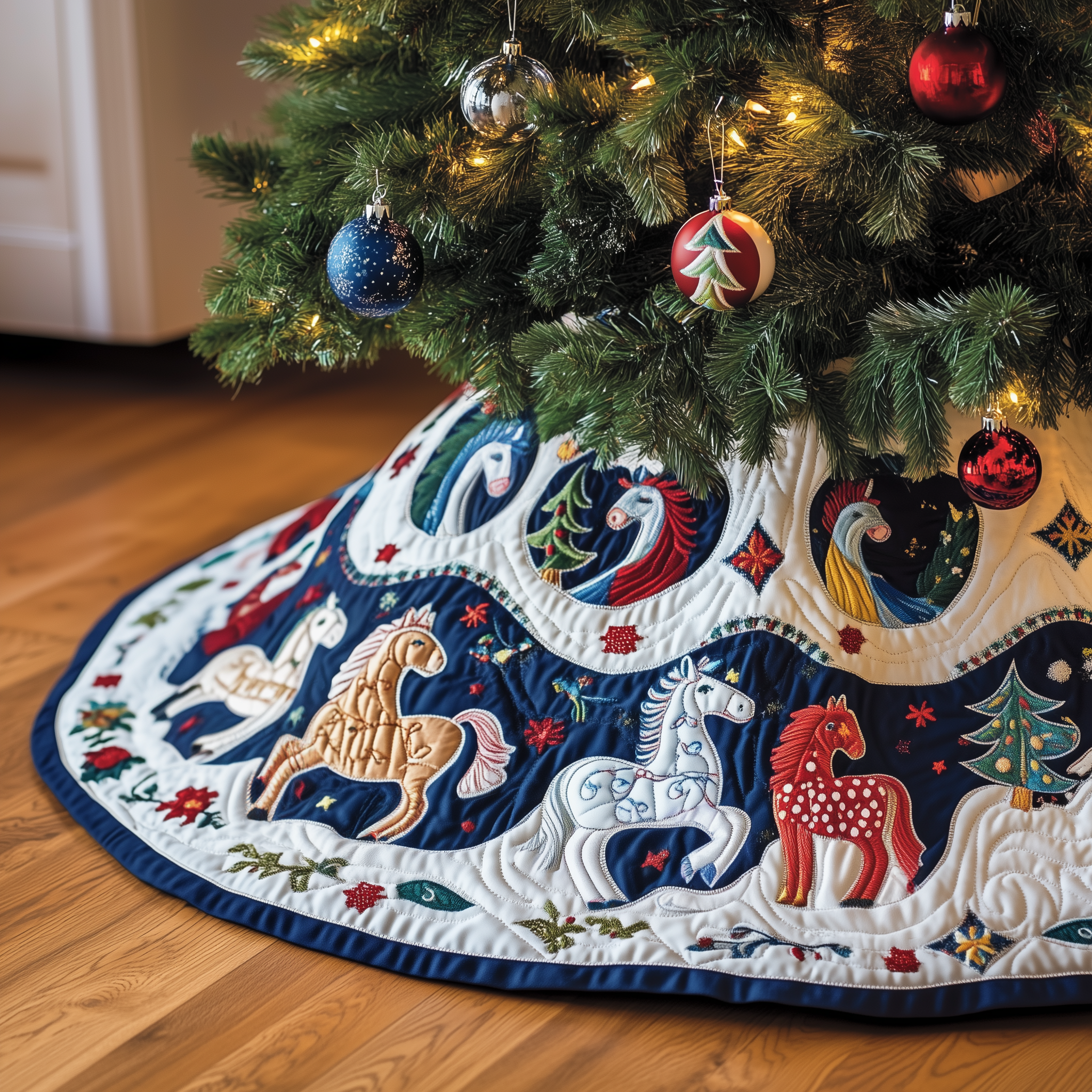 Christmas Horse Quilted Tree Skirt Cool Velvet Tree Skirt Things To Get Nana For Christmas