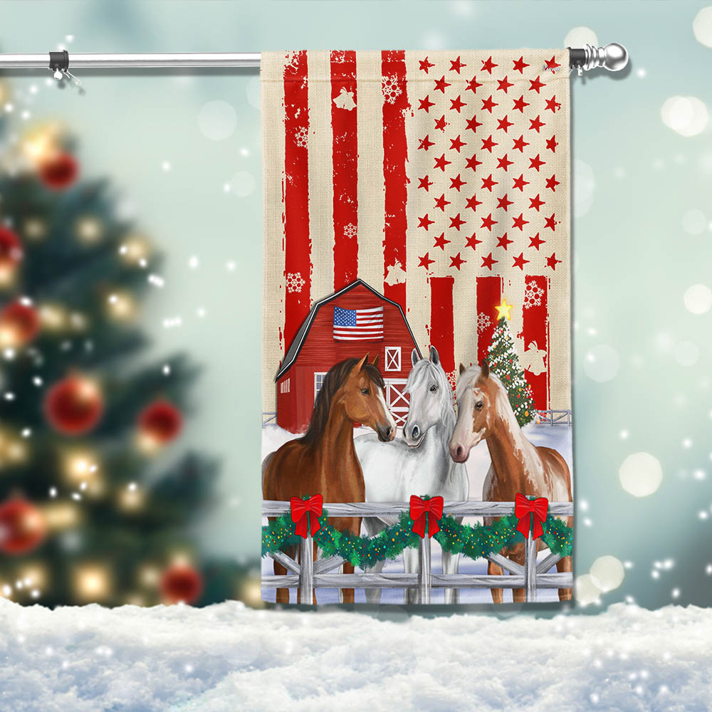 Christmas Horses American Flag