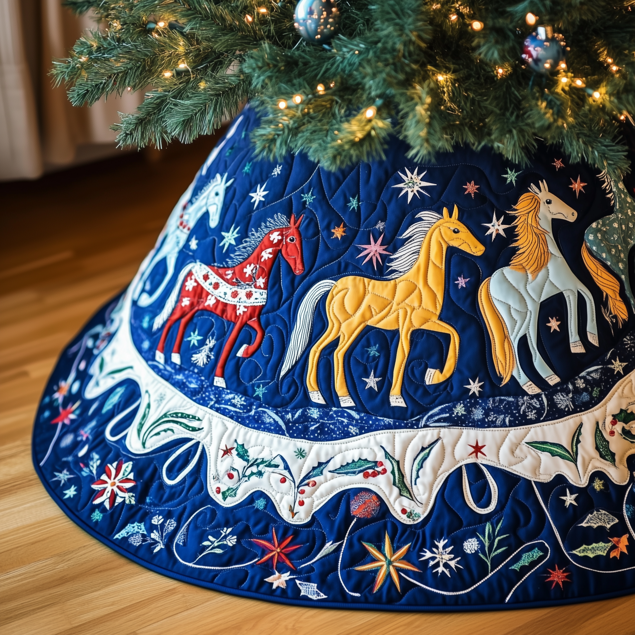 Christmas Horses Quilted Tree Skirt Christmas Tree Skirt Best Grandma Christmas Presents