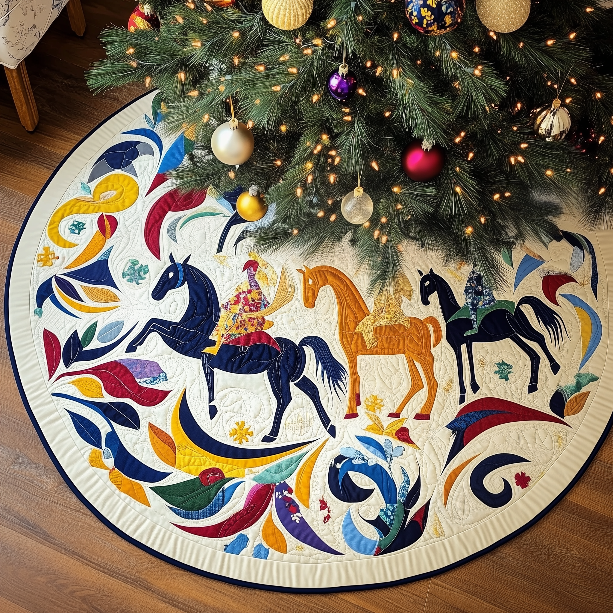 Christmas Horses Quilted Tree Skirt Christmas Tree Skirt Cool Gifts For Mom And Dad Christmas