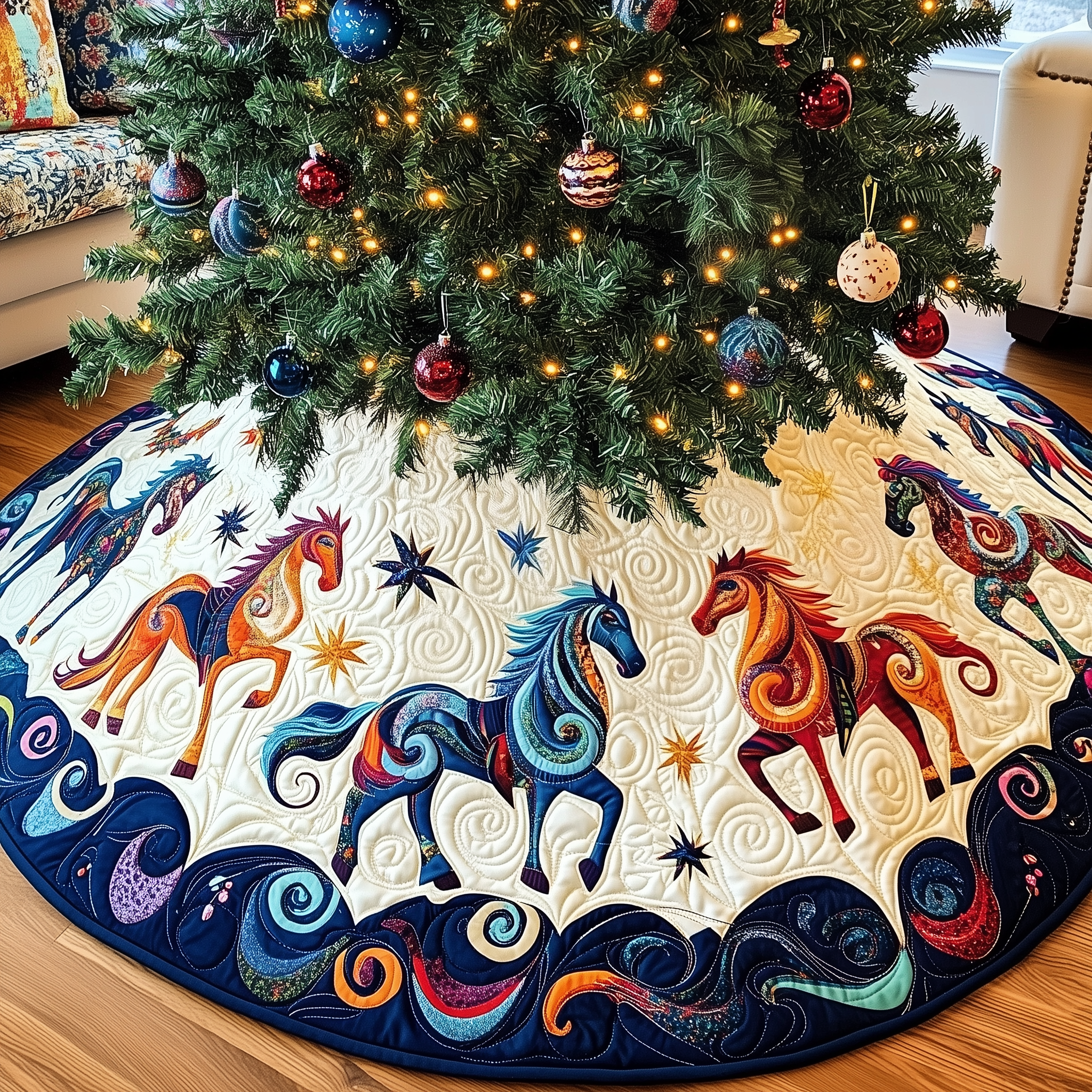 Christmas Horses Quilted Tree Skirt Christmas Tree Skirt For Small Trees Best Nana Gifts