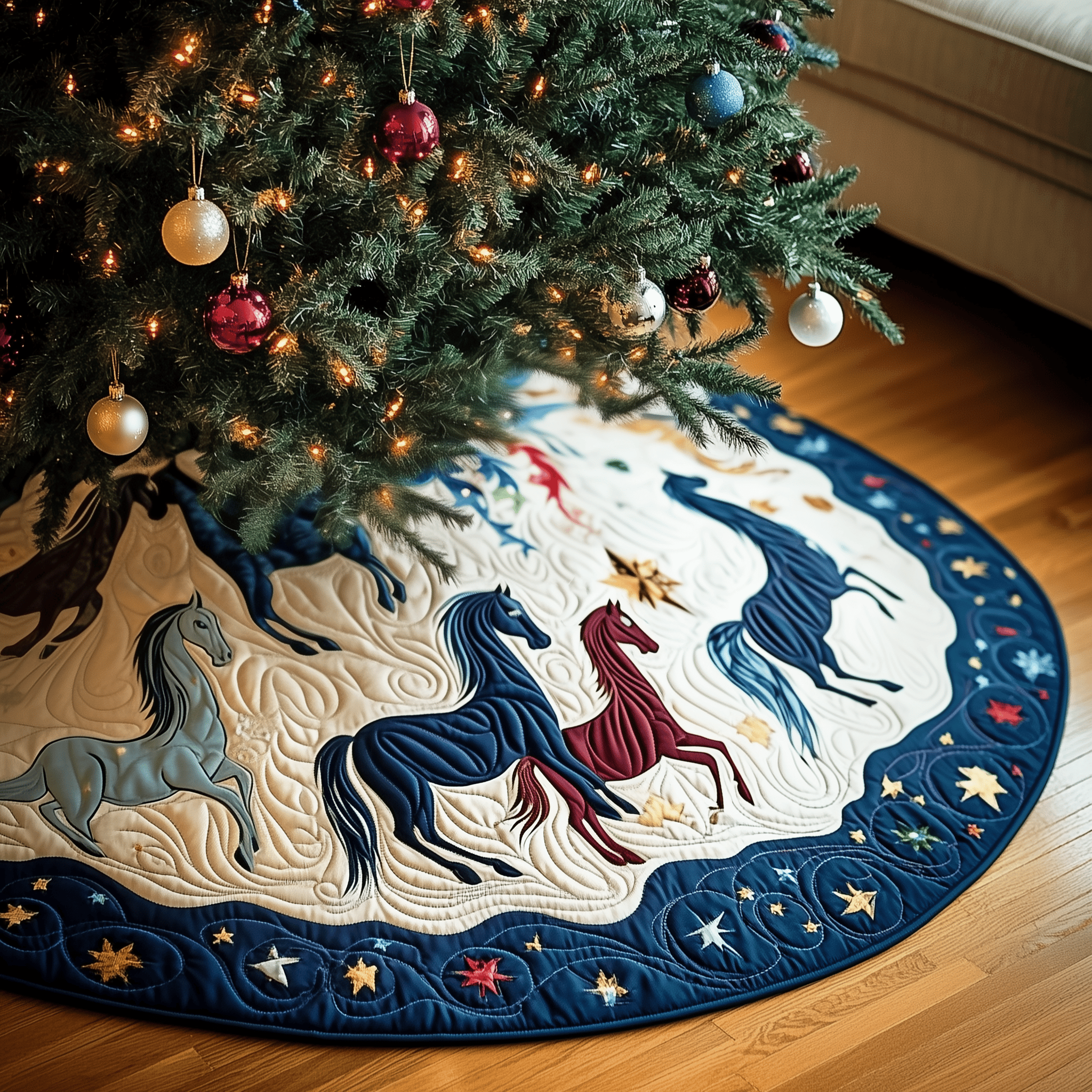 Christmas Horses Quilted Tree Skirt Christmas Tree Skirt Gifts For Mom And Dad Christmas