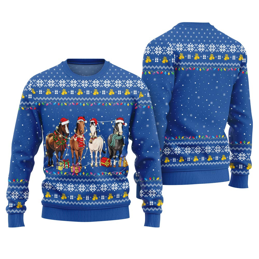 Christmas Horses Ugly Christmas Sweater Perfect Gift Sweater for Friends and Family