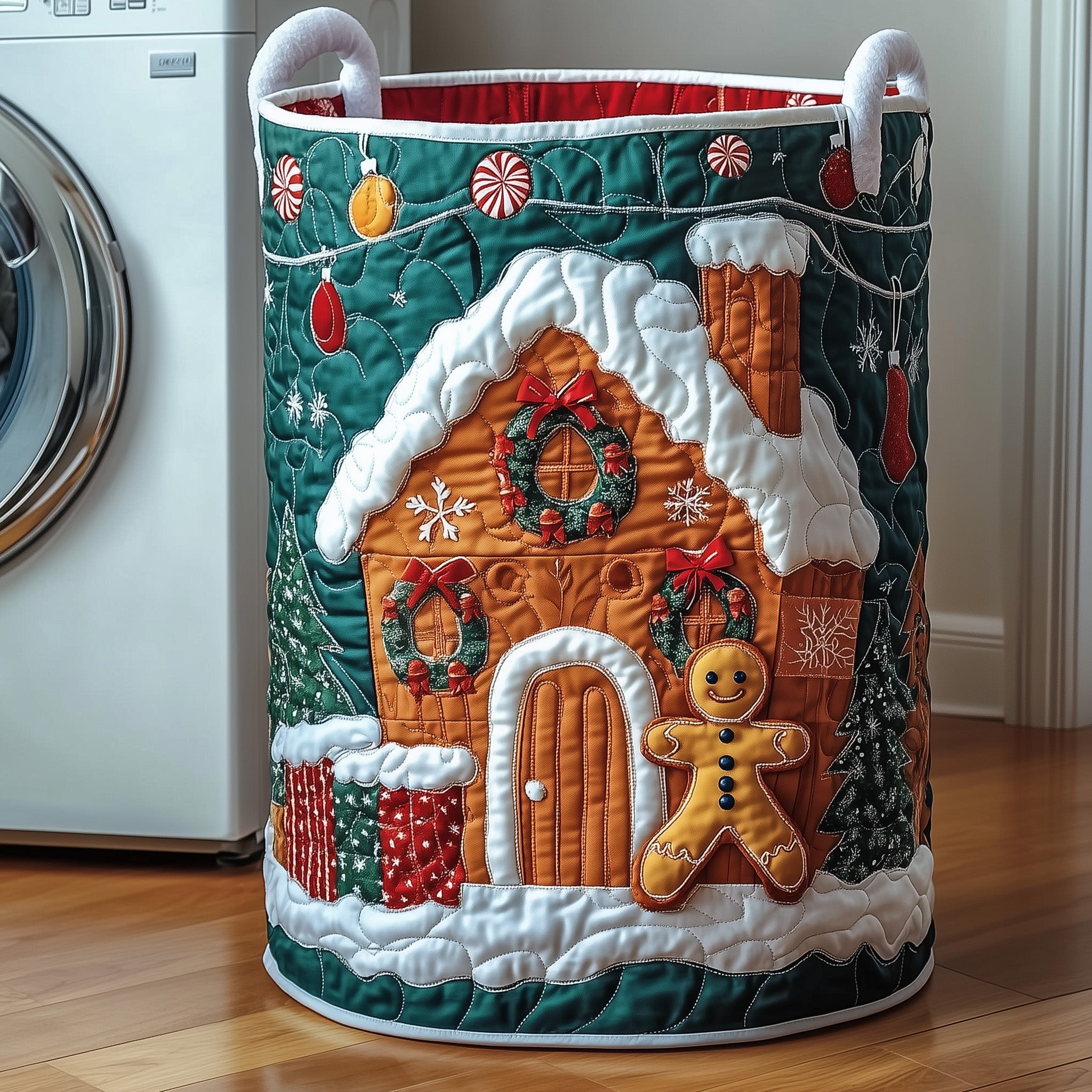Christmas House Quilted Laundry Basket Family Gift Ideas For Christmas